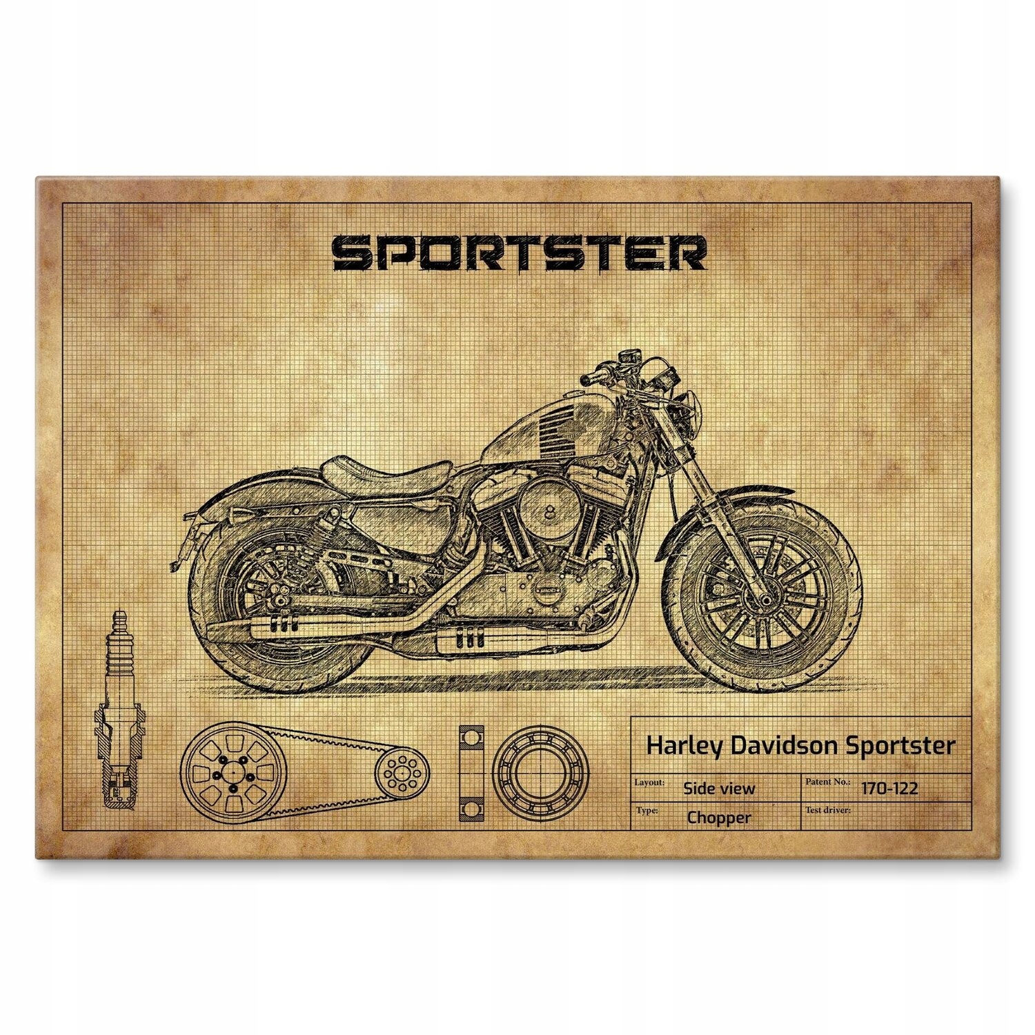 Kovový plakát Harley Davidson Sportster Szyld Plech 42 x 59,4 cm +dárek