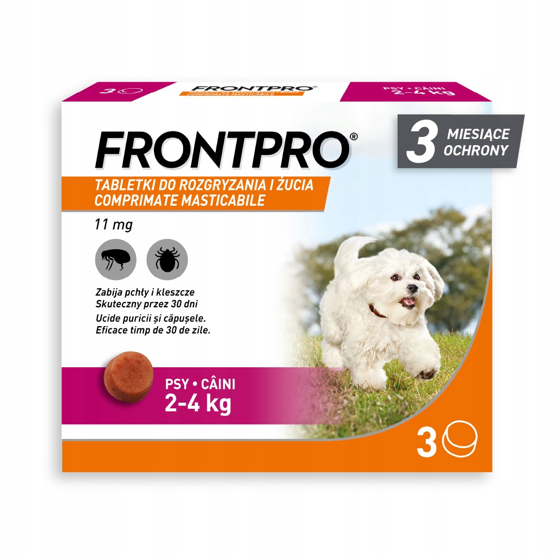 Frontpro S dla psa 2-4 kg Tabletki 3 szt. na pchły i kleszcze