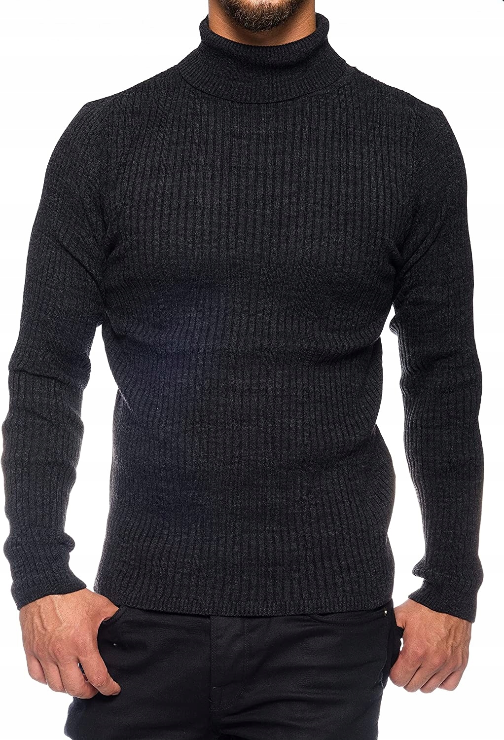 Tenký Rolák Pánský svetr Přiléhavý svetr Carisma antracitový XXL