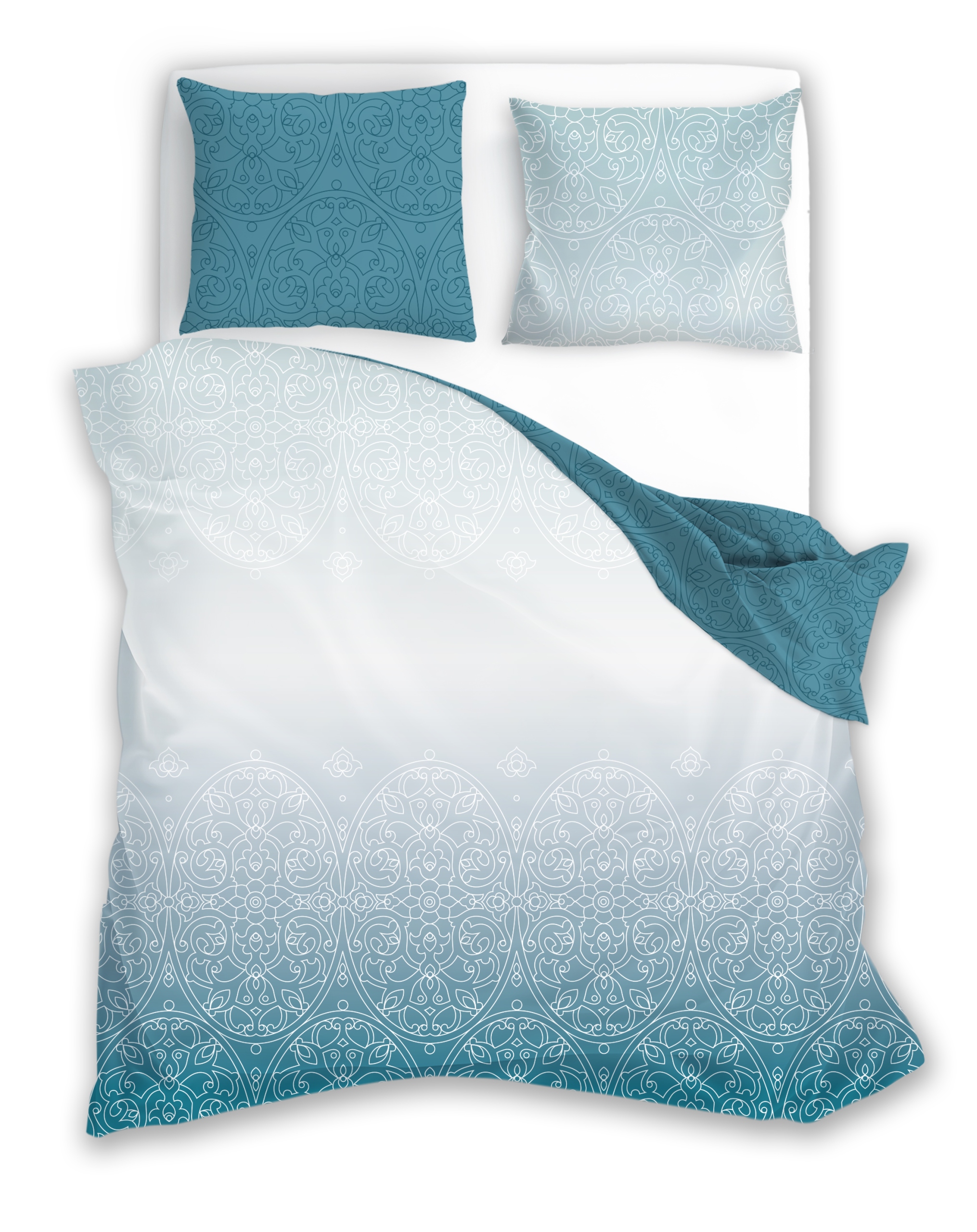 Pościel 160x200 Satyna Bawełniana Milagro Verde 015 cieniowana turkusowa