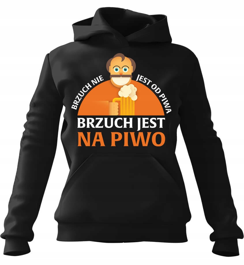 pánská mikina s kapucí Břicho není od piva Černá XL Pro něj Chlapa M