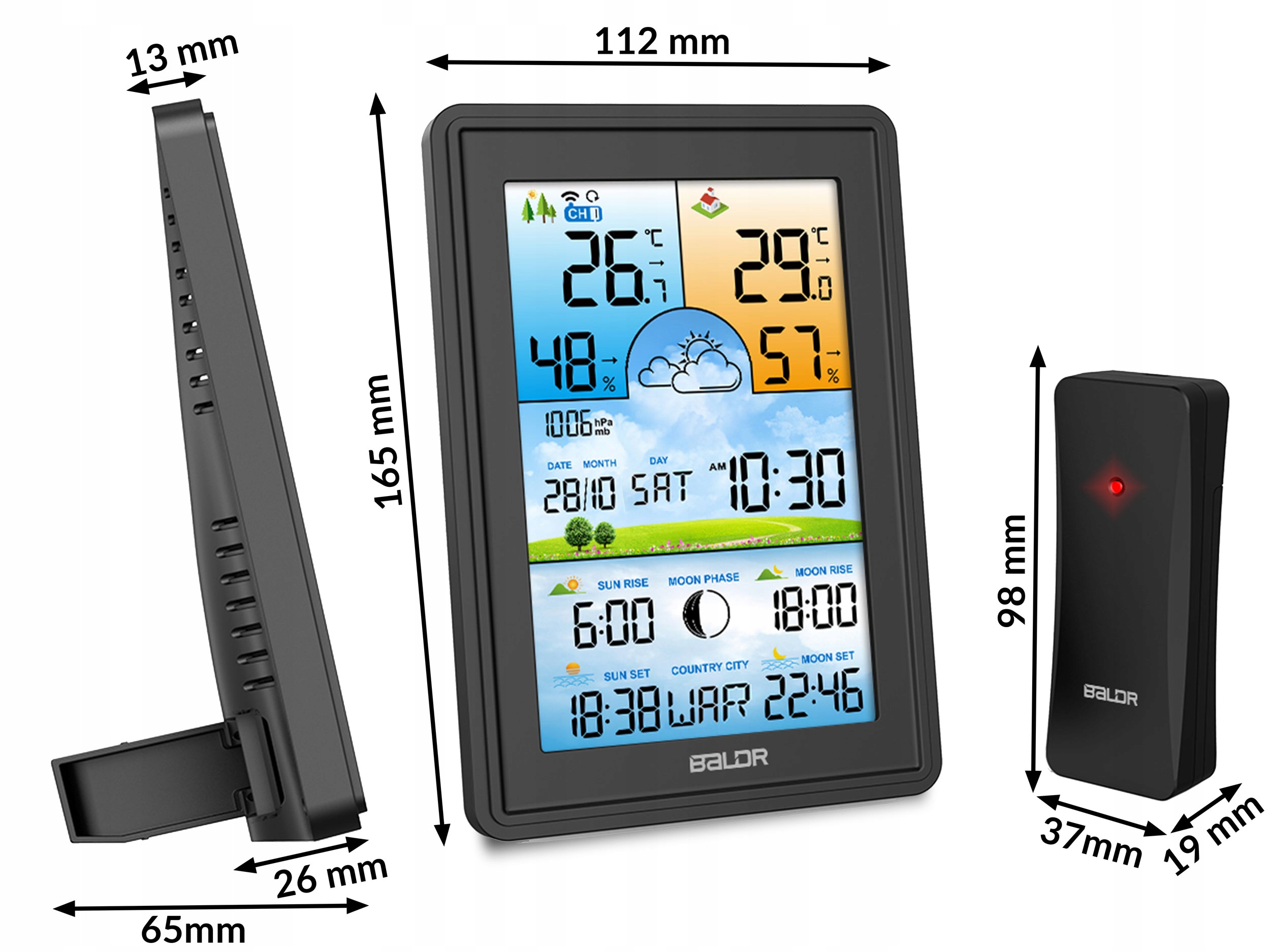 БЕЗДРОТОВА МЕТЕОСТАНЦІЯ ГІГРОМЕТР + ДАТЧИК Бренд Baldr