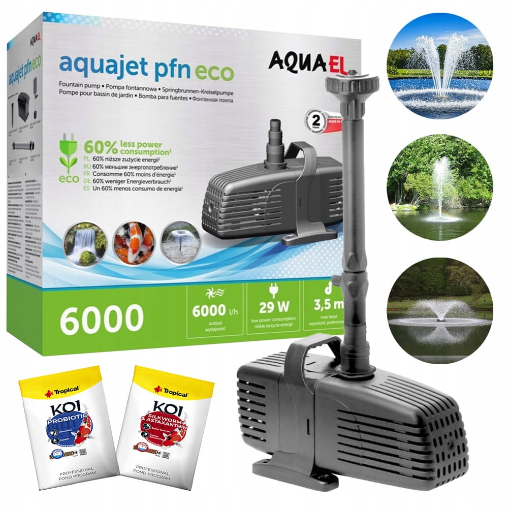 Aquael PFN-6000 Eco Pompa Fontannowa do oczka 6000l/h 29W gratisy