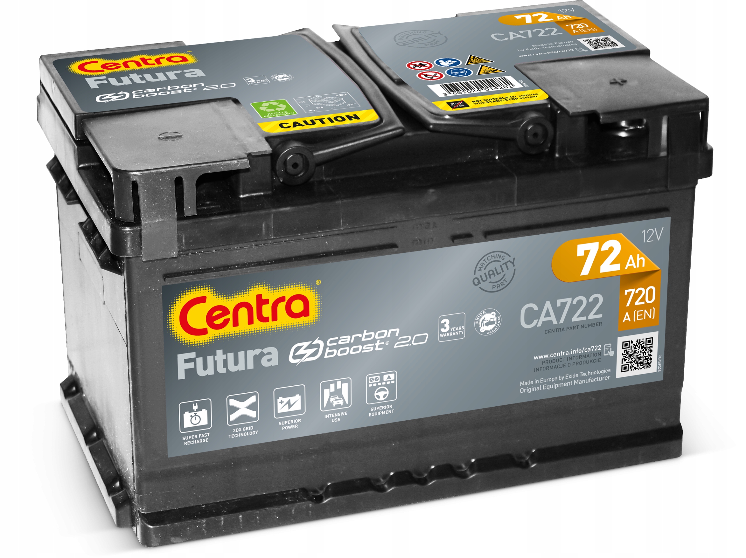 Акумулятор Ca722 центри Futura 72ah 720A
