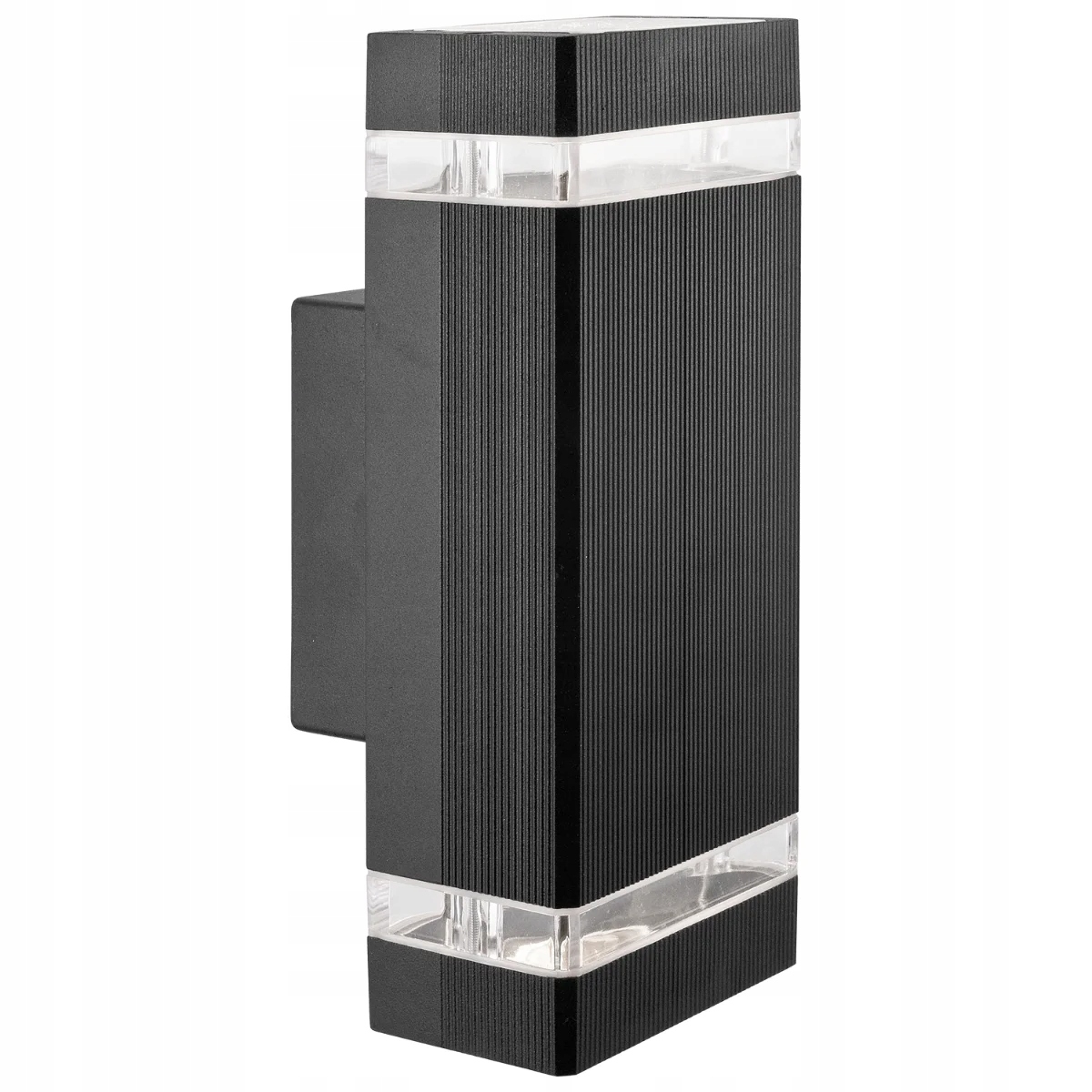 Venkovní zahradní nástěnné svítidlo obdélníkové, horní a spodní část černá, moderní, Polux