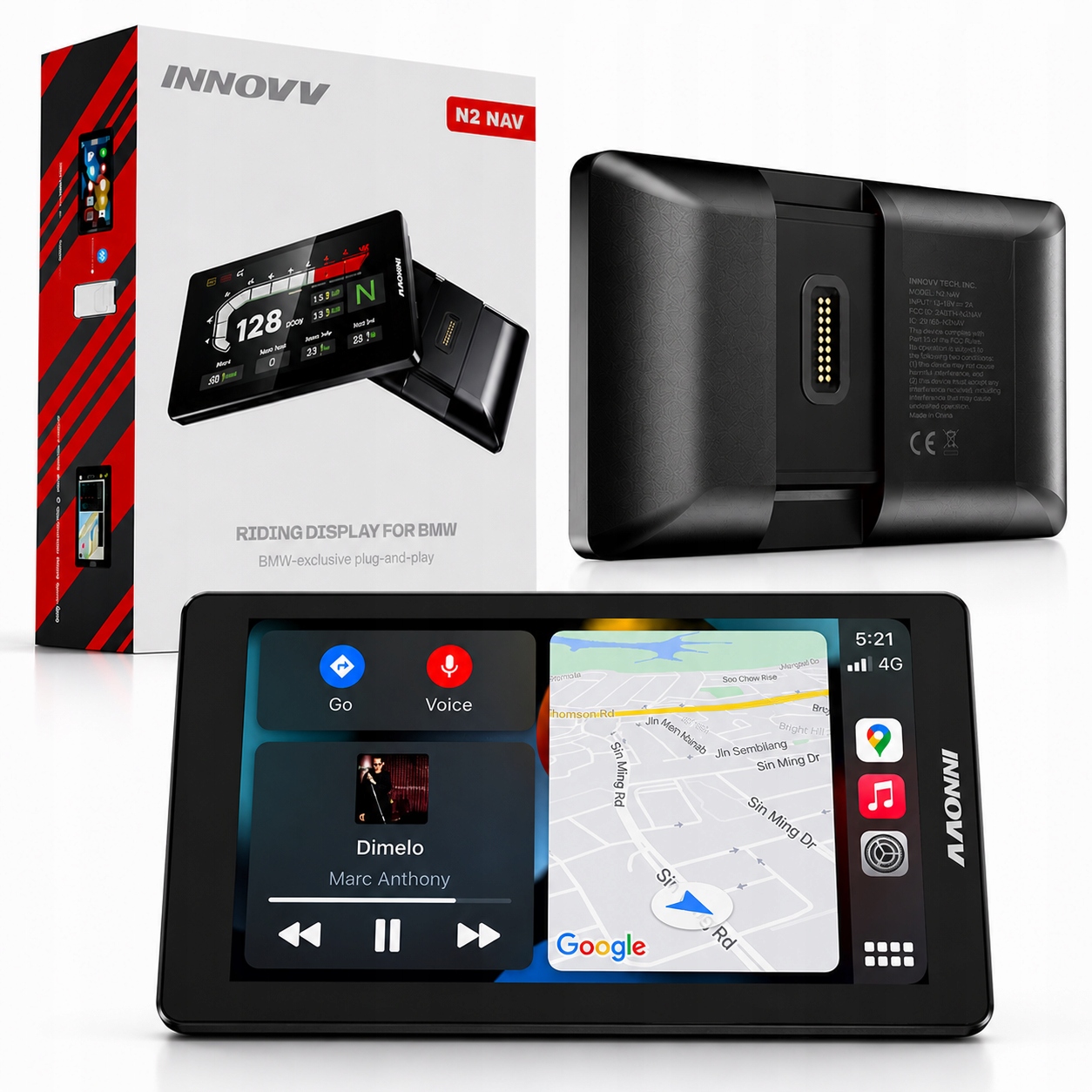 CarPlay motocyklový Innovv N2 Bmw Nav Display s ochrannou fóliou