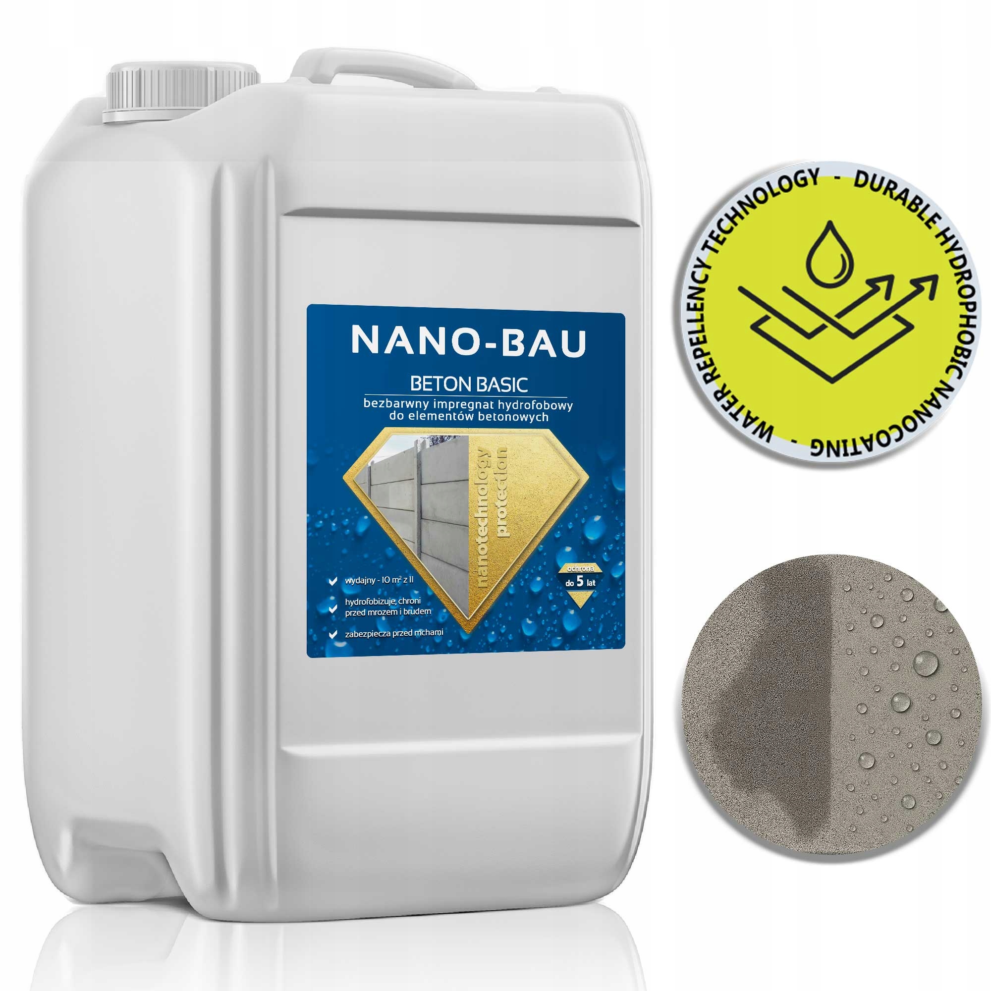 Hydrofobní impregnát na Betonu Nano-bau Beton 20L 140 m2 Chrání až 5 let