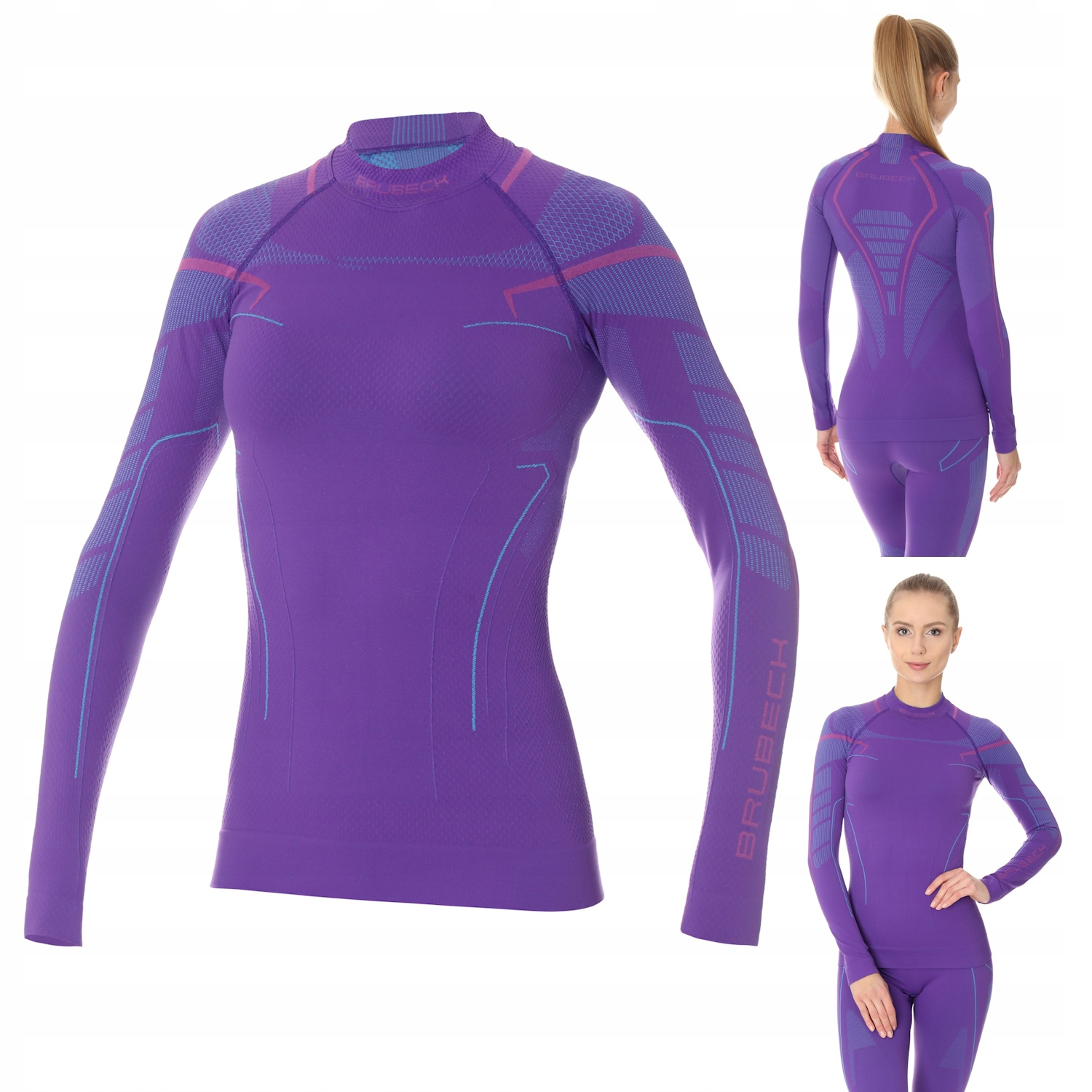 Koszulka damska Brubeck Thermo z długim rękawem termoaktywna lawendowy Xs