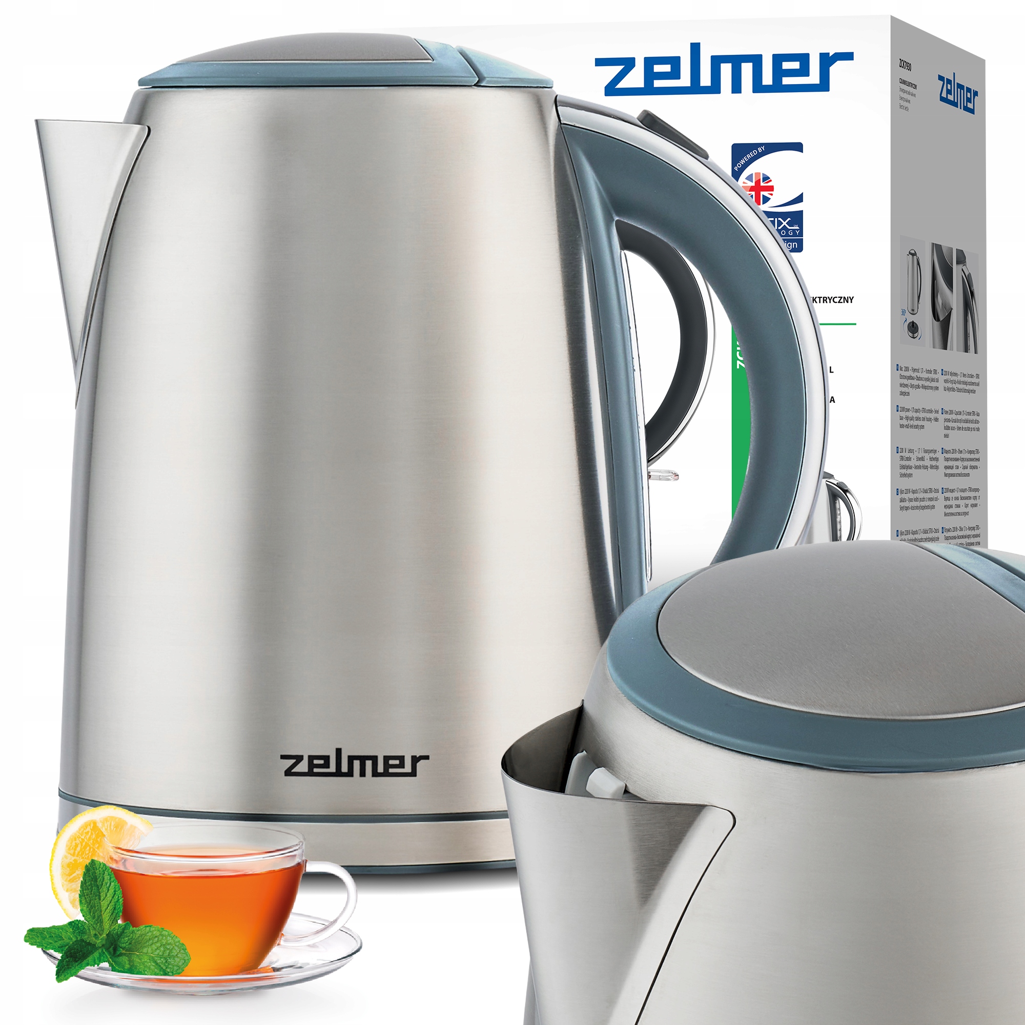 Czajnik Elektryczny Zelmer Bezprzewodowy Stal Nierdzewna Cichy 1,7L 2200W