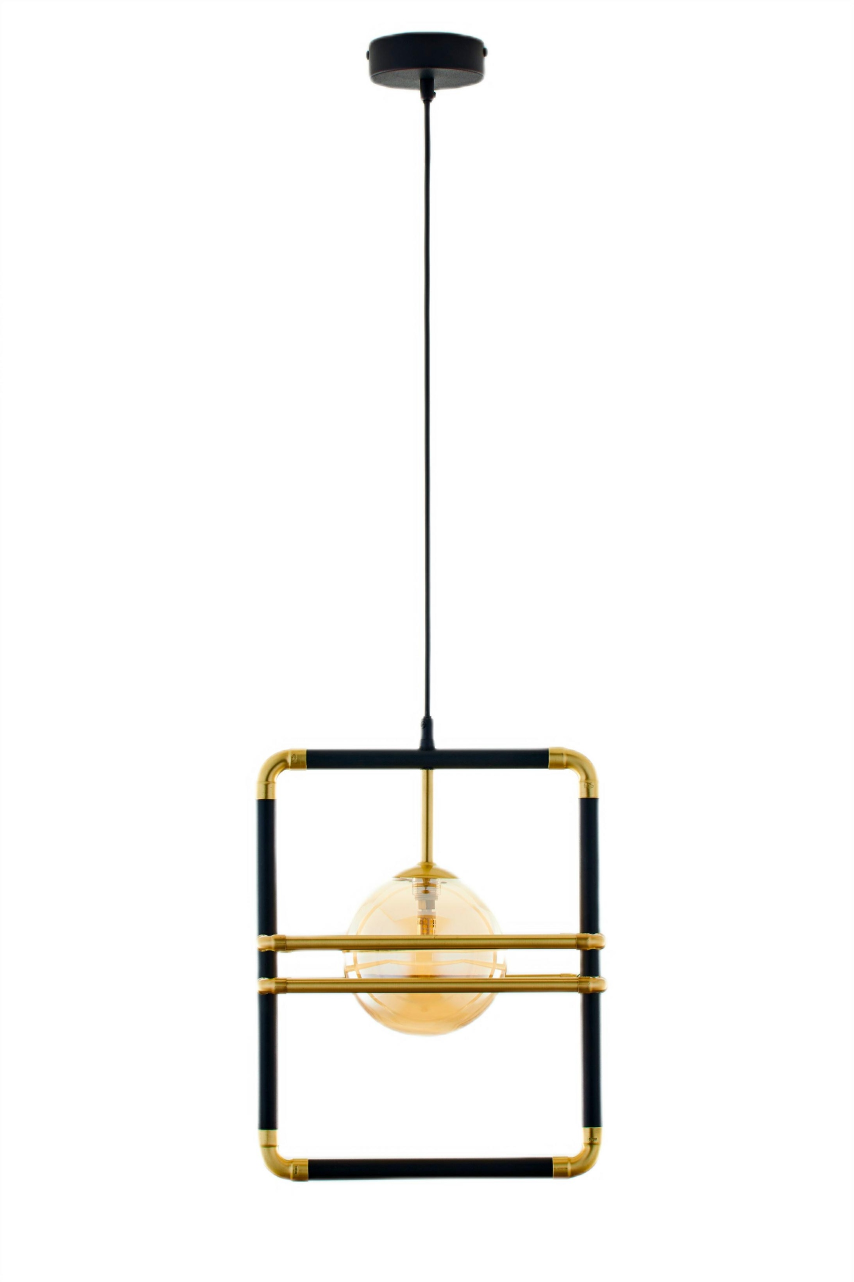 Závěsná lampa Fiori Černá Zlatá Skleněná Lampa 1xG9 29 cm Stropní Svítidlo