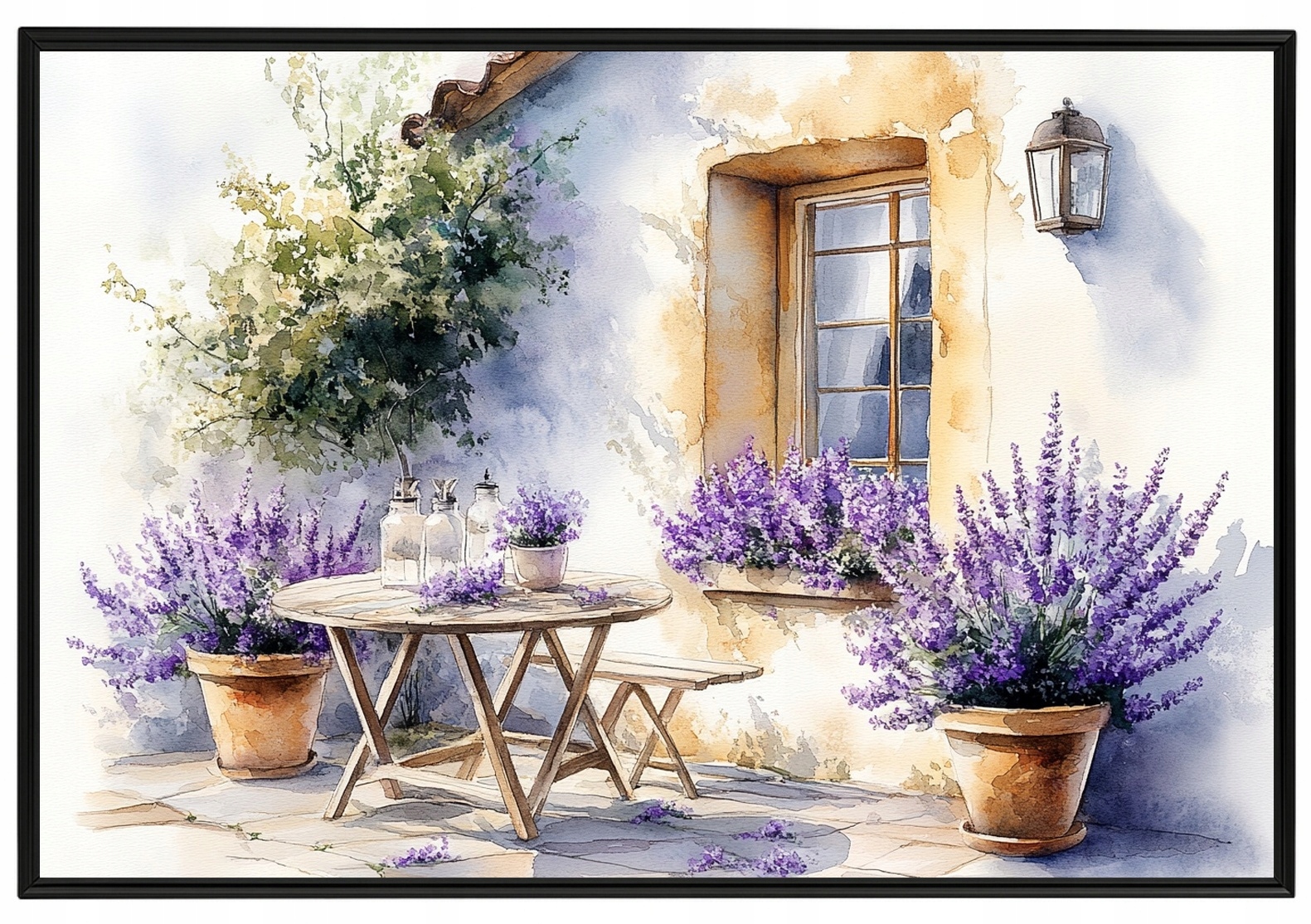 Plakát Rámeček Aluminium Krajina Francie Provence Dům Květiny Levandule 60x40