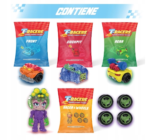 T-Racers VI Light Speed Car & Racer - Box 8 sztuk EAN (GTIN) 8431618026465