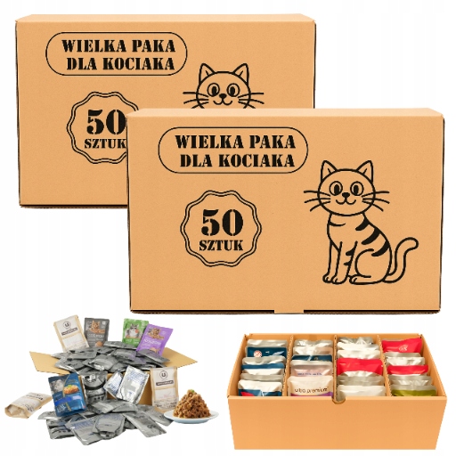 Karma mokra dla kota 100 szt. Saszetki Mix smaków Wielka Paka dla Kociaka