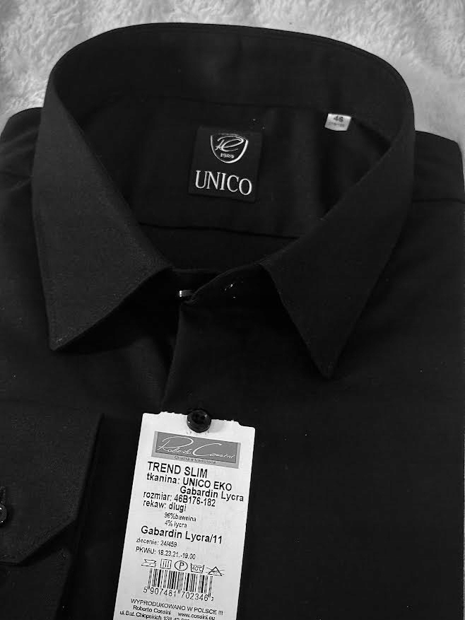 Unico Eko Vel. C. pánská košile Trend Slim černá, délka ruky 44 176/182 LYCRA/11