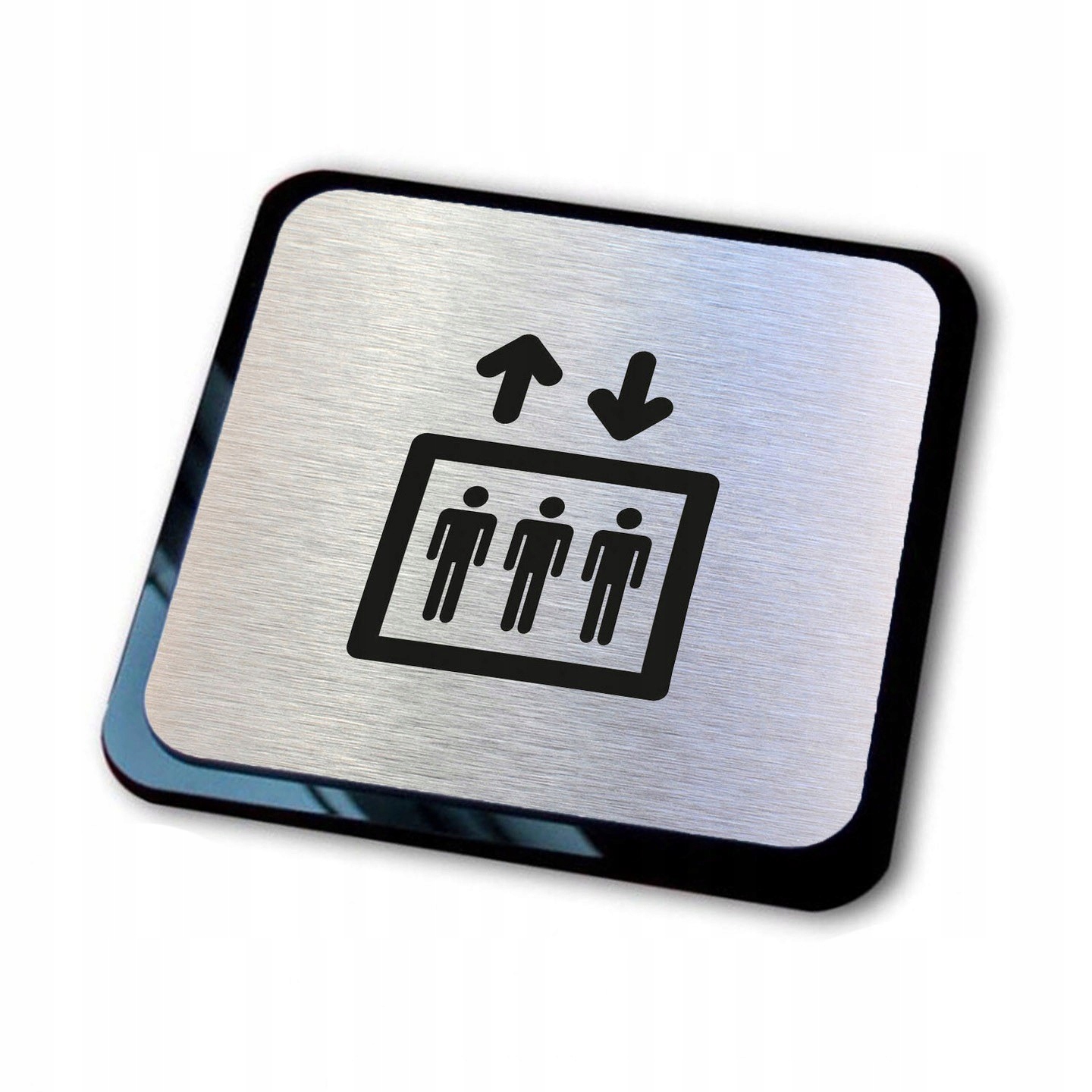 srebrna tabliczka informacyjna grawer winda 2