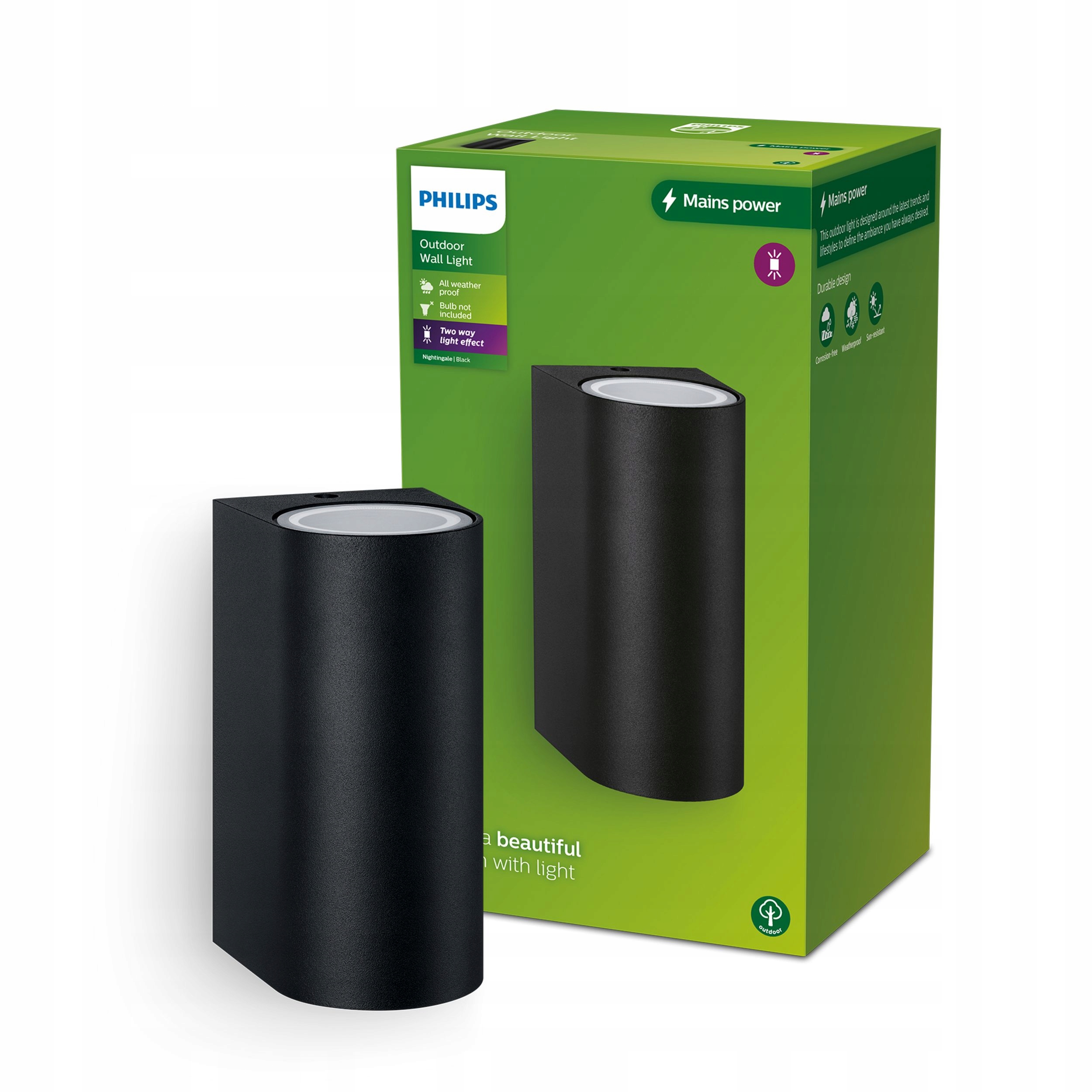 Zahradní Led svítidlo Fasádní nástěnné svítidlo Nightingale 2xGU10 IP44 Philips