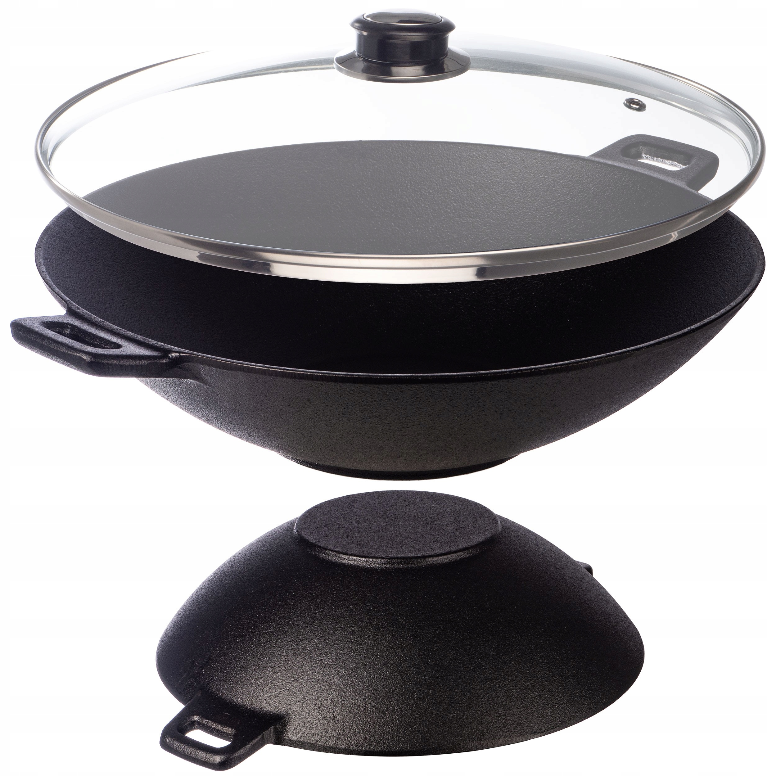 

Wok Żeliwny 31 cm Z Pokrywką Patelnia Indukcja Gaz