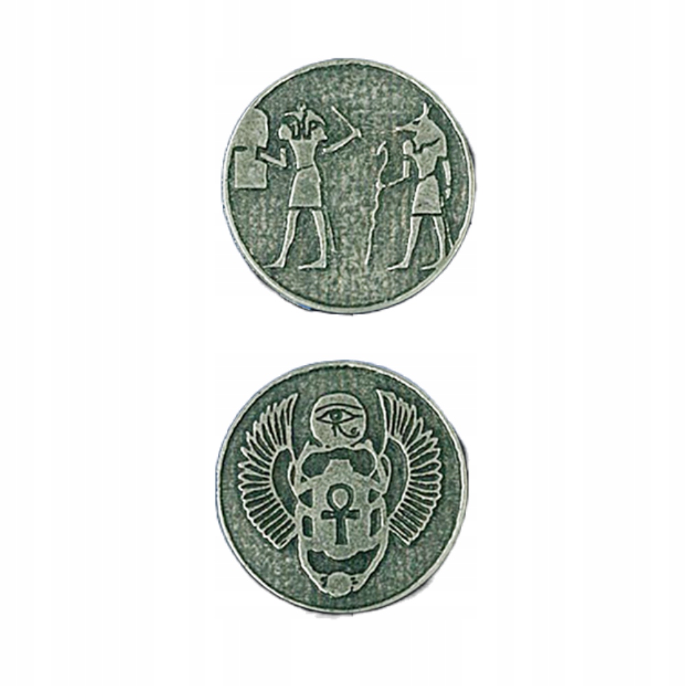 ZESTAW 12 EGIPSKICH METALOWYCH MONET LARP RPG Materiał metal