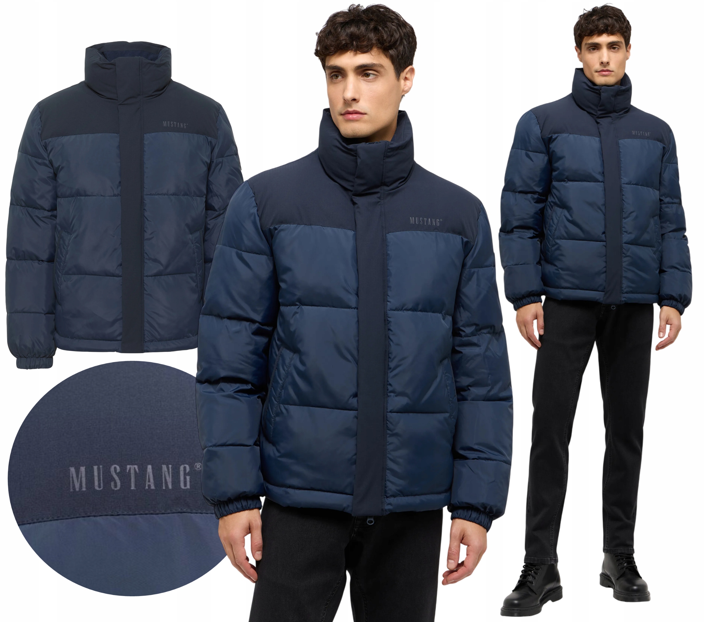Pánská tmavě Námořnická Modrá Zimní Bunda Mustang Bez kapuce z tlustého péřového materiálu, Oakfield, vel. S