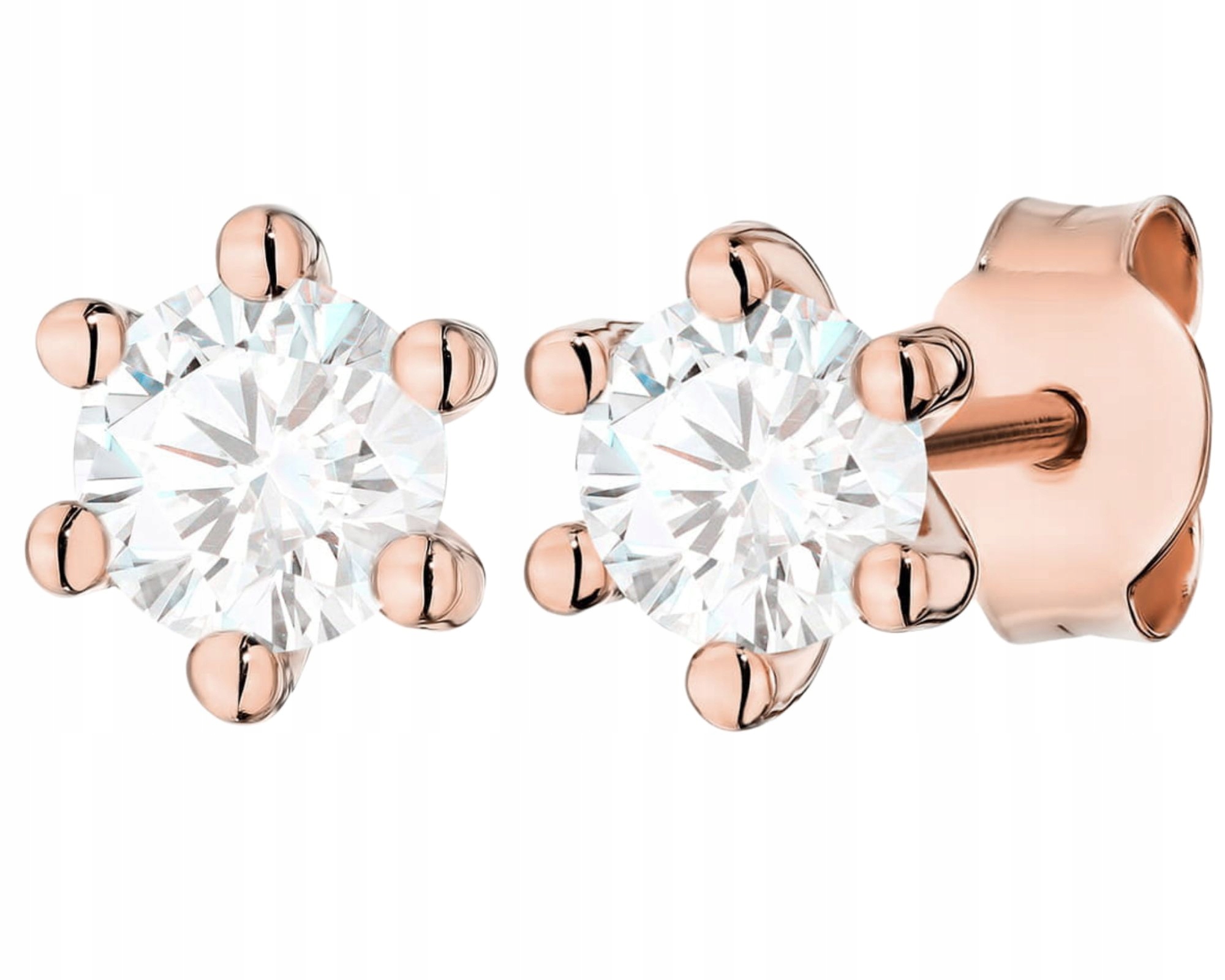 Růžové Zlato Náušnice S Laboratorním Diamantem, Klasická Tyčinka