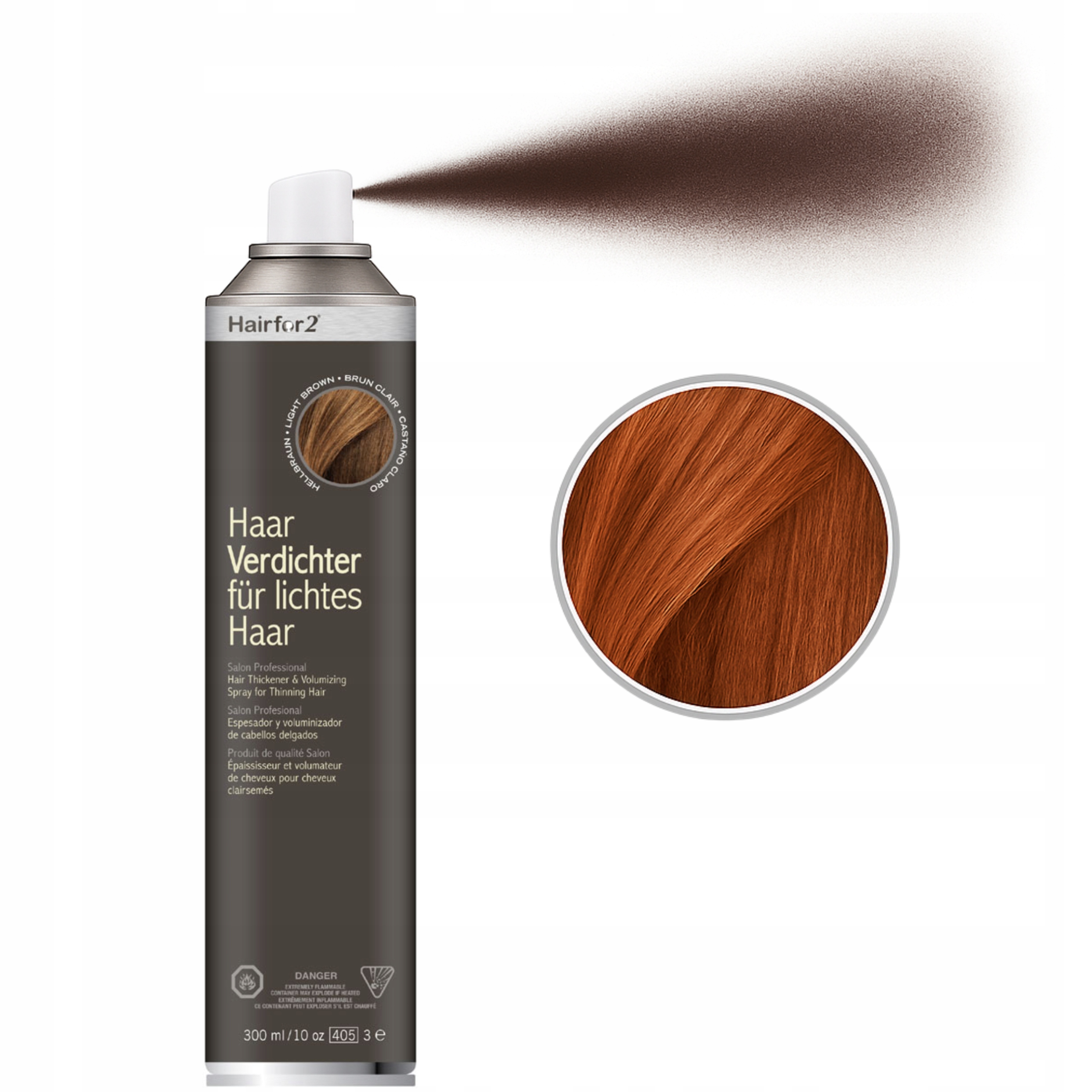 HairFor2 300ml Kaštanový Zahušťující maskovací lak