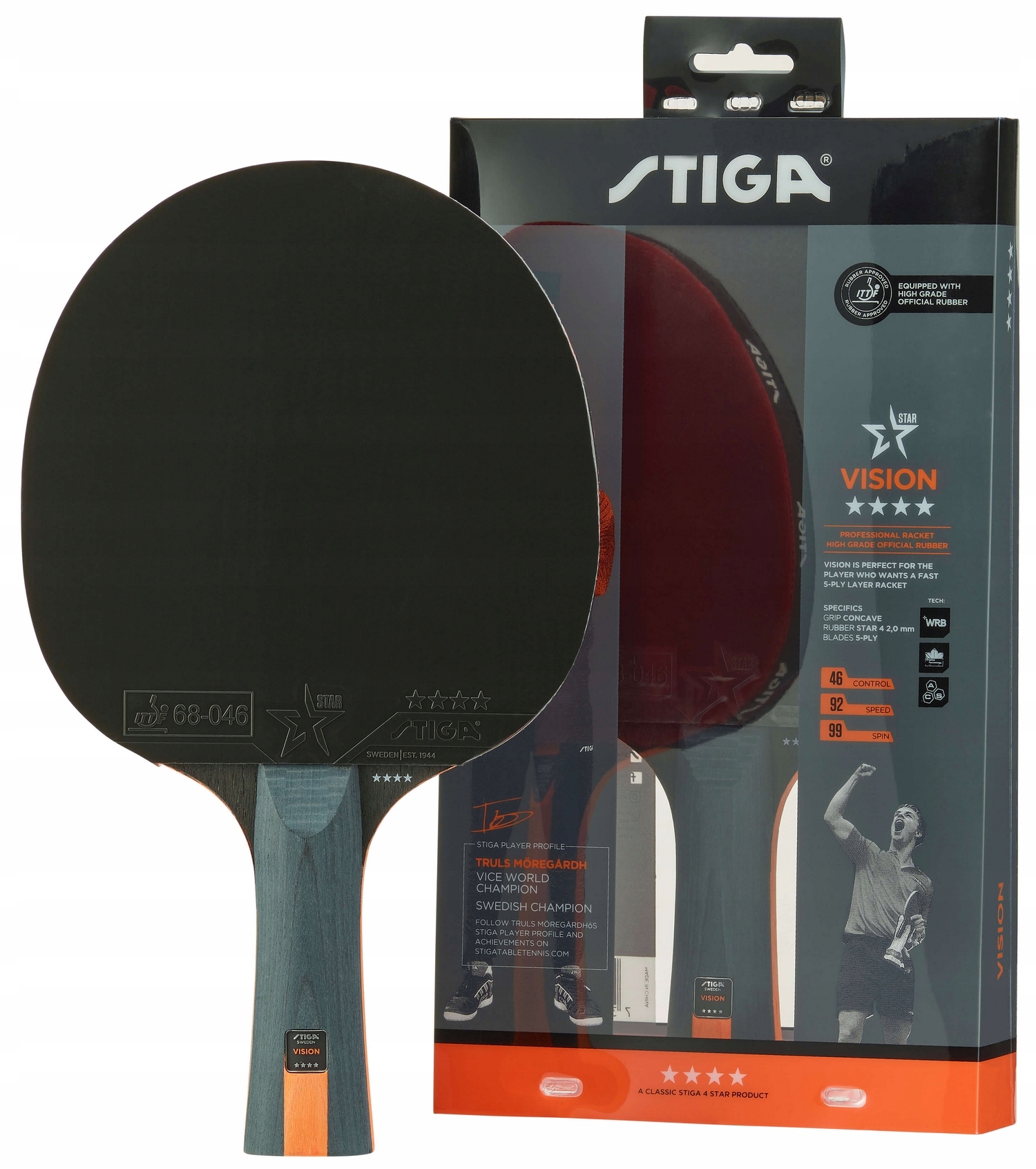 Stiga Vision 4-STAR profesjonalna Rakietka do tenisa stołowego szybka Ittf