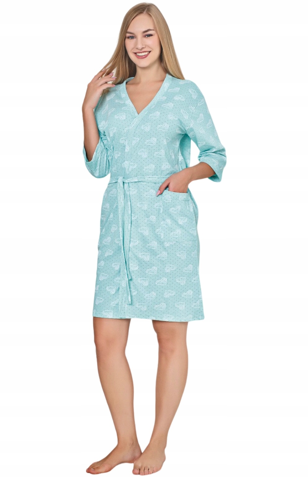 SZLAFROK DAMSKI CIENKI BAWEŁNIANY WIĄZANE/KESIEŃ 100%BAWEŁNA Marka La Penna