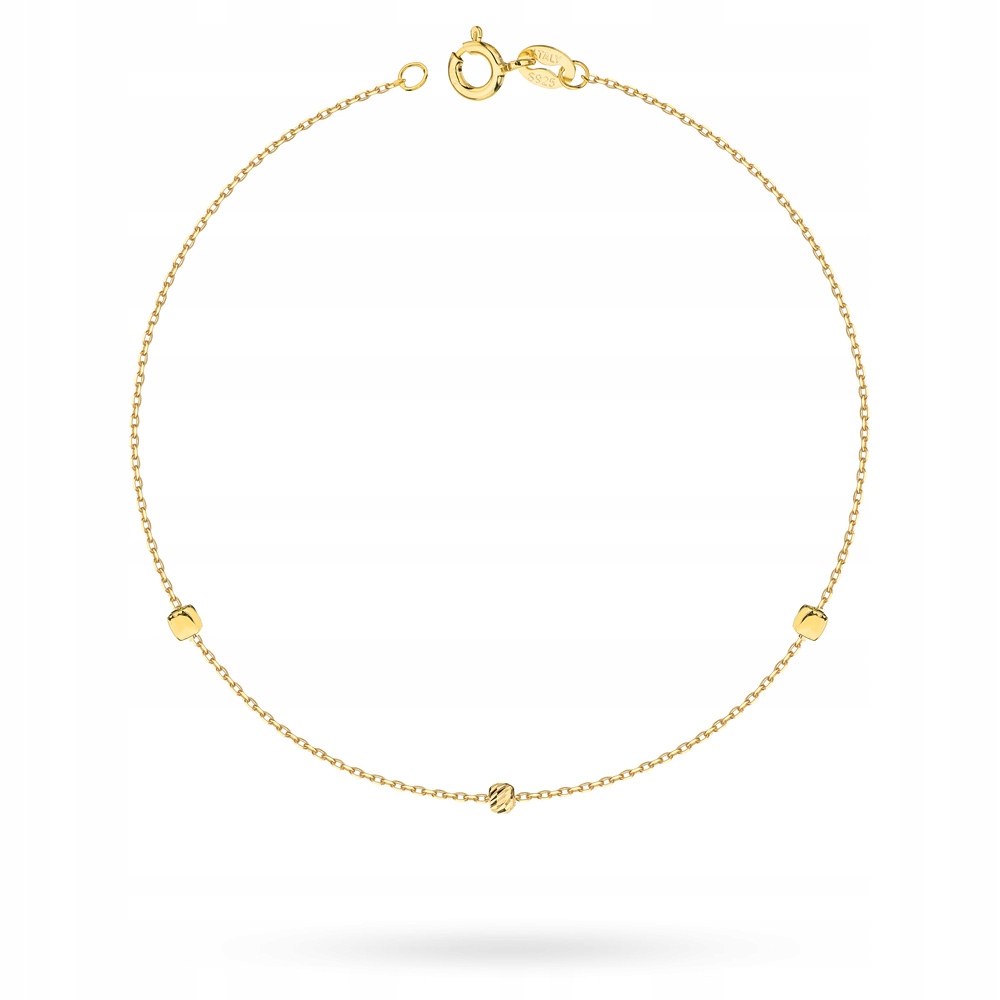 Zlatý Náramek Linka 585, Diamantové Korálky