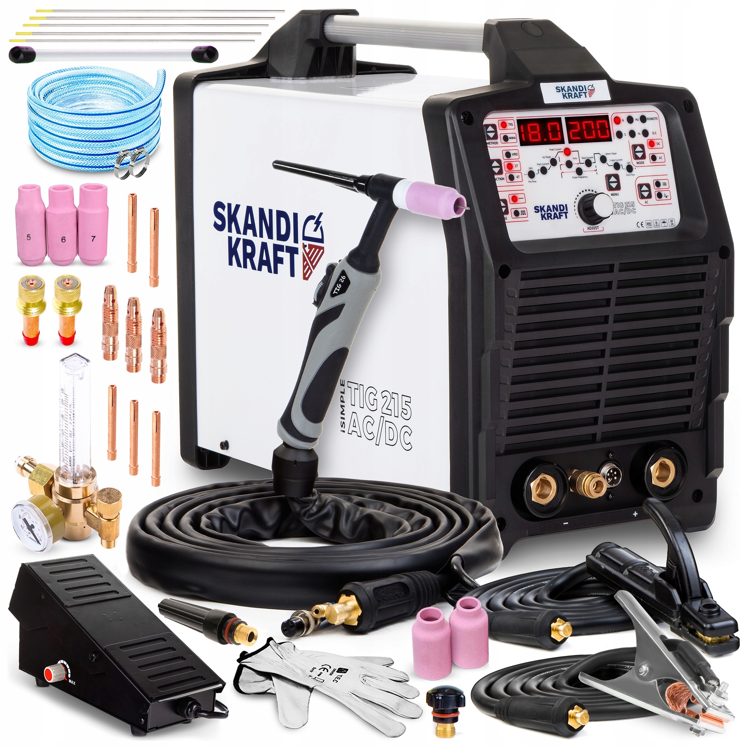 Invertorová Svářečka Skandi Kraft Tig 215 Ac/dc Mma 230V 200A Puls Pedál