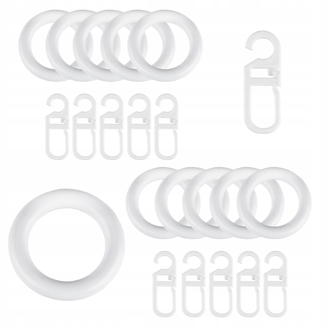 KÓŁKA Z AGRAFKAMI 10 SZTUK BIAŁY MAT DO KARNISZA BOJANEK STUDIO Ø 16mm