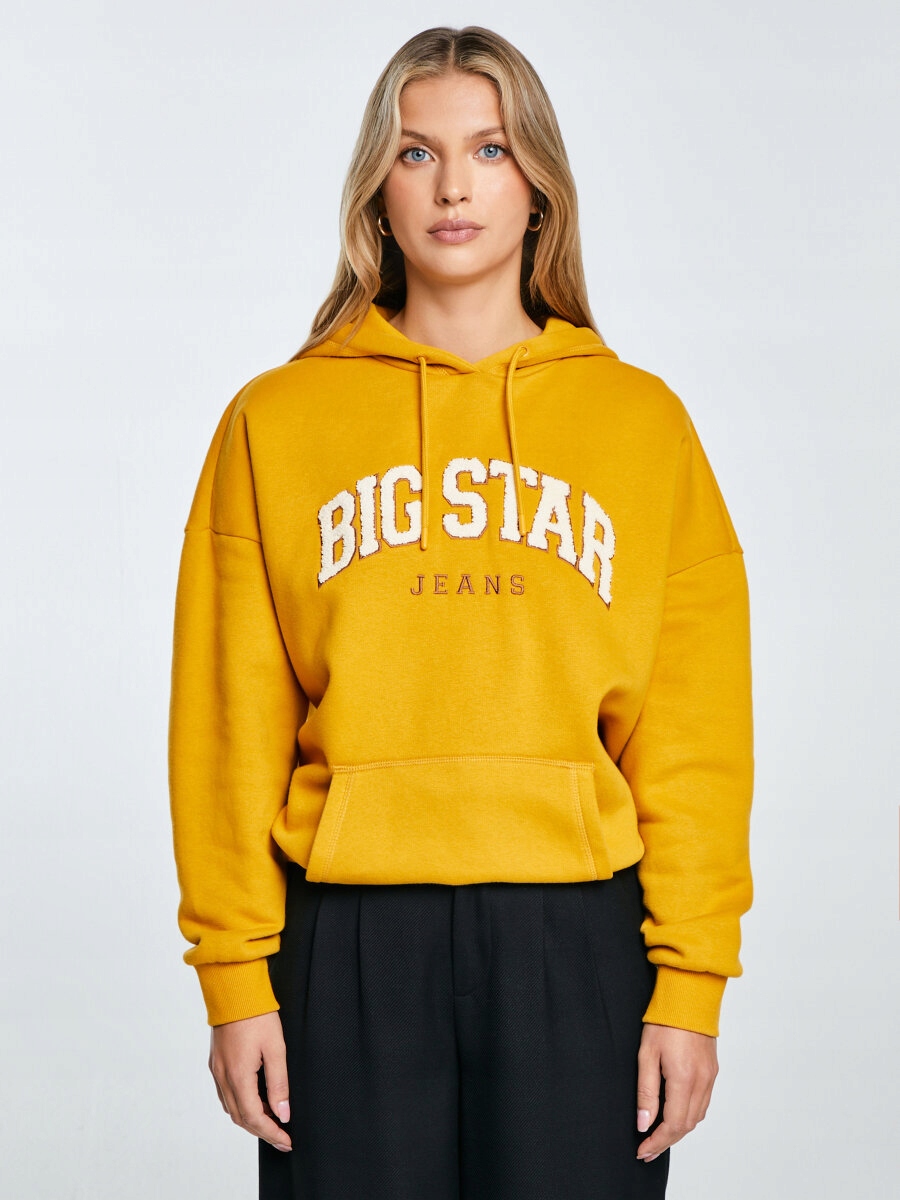 Big Star Bluza Damska Z Kapturem Z Logo Zółta Rubialsa 203 M