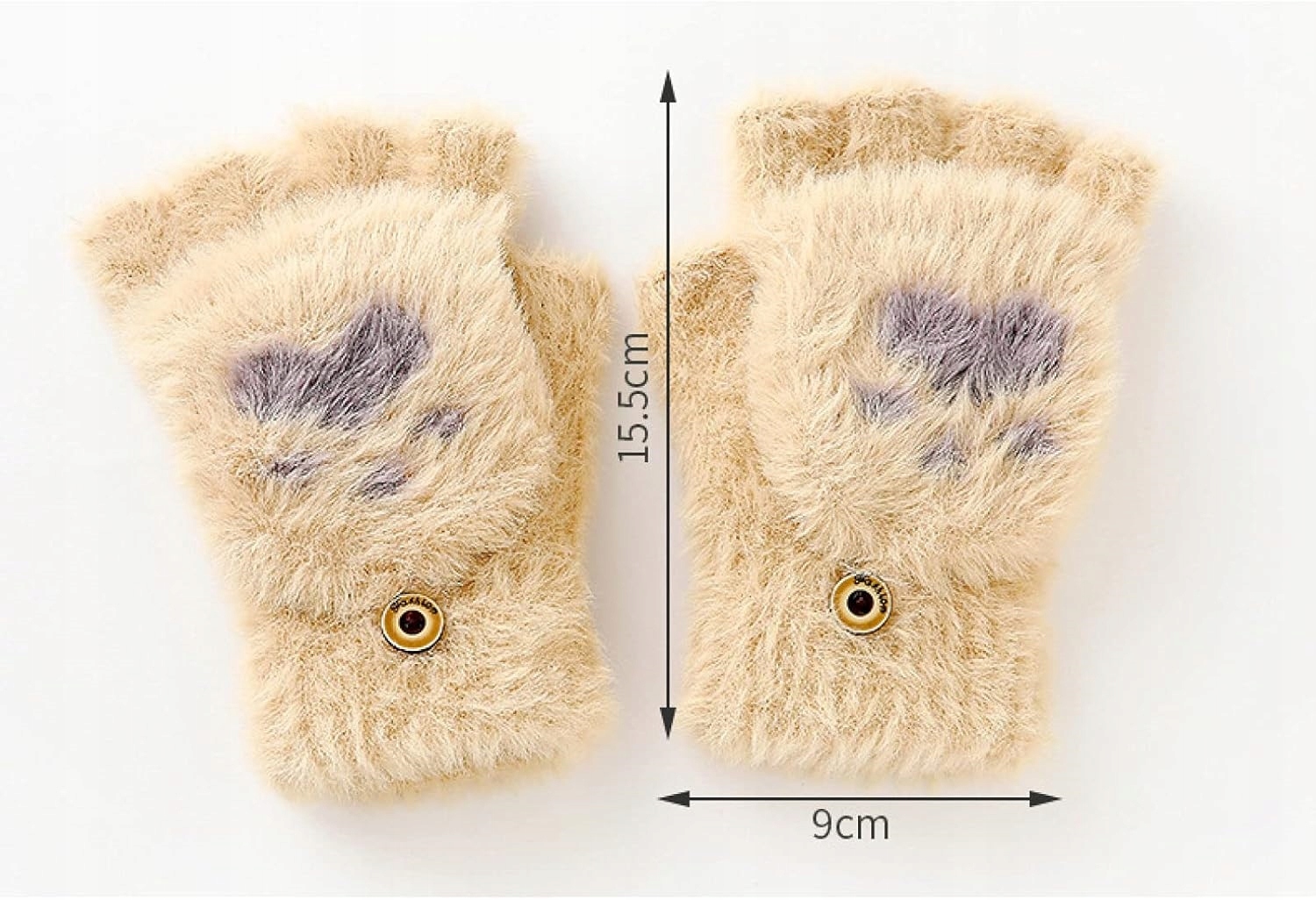 RĘKAWICZKI BEZ PALCÓW DAMSKIE ZIMOWE CIEPŁE PLUSZOWE BAWEŁNA BEŻOWE Płeć dziewczynki