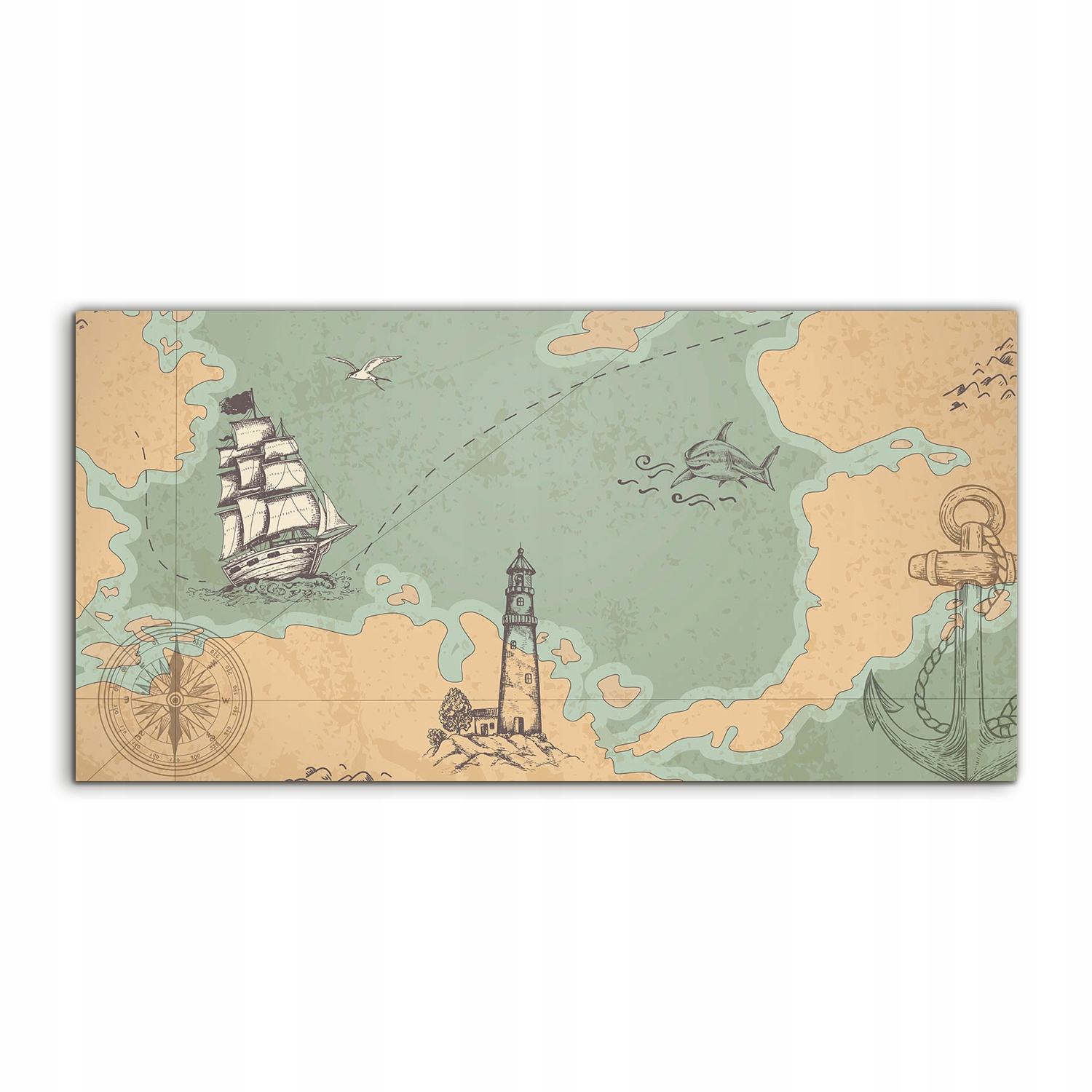 

Fotoobraz 140x70 na ścianę Ocean Skarb Mapa Statek