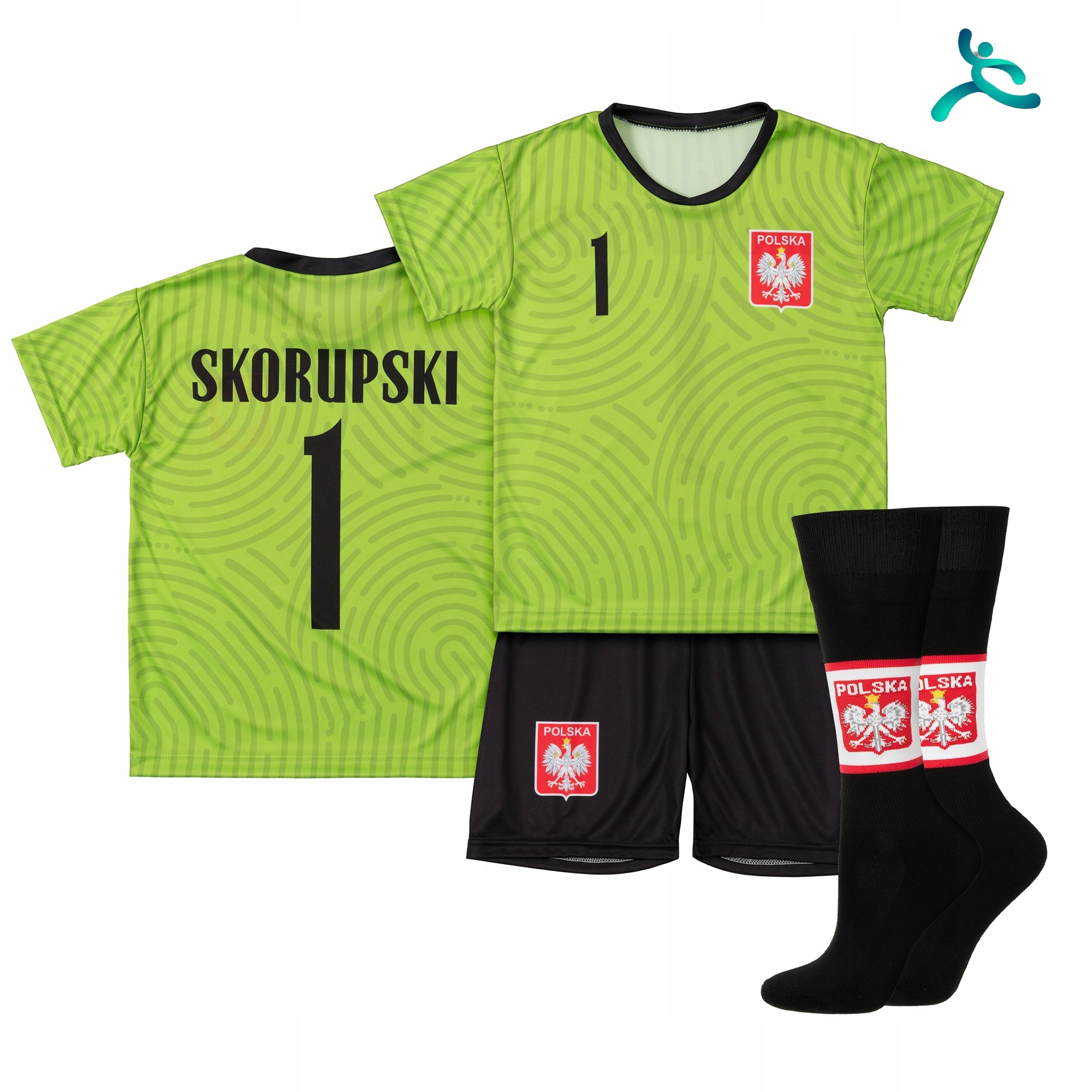 Strój komplet piłkarski getry Skorupski Polska rozm. 134