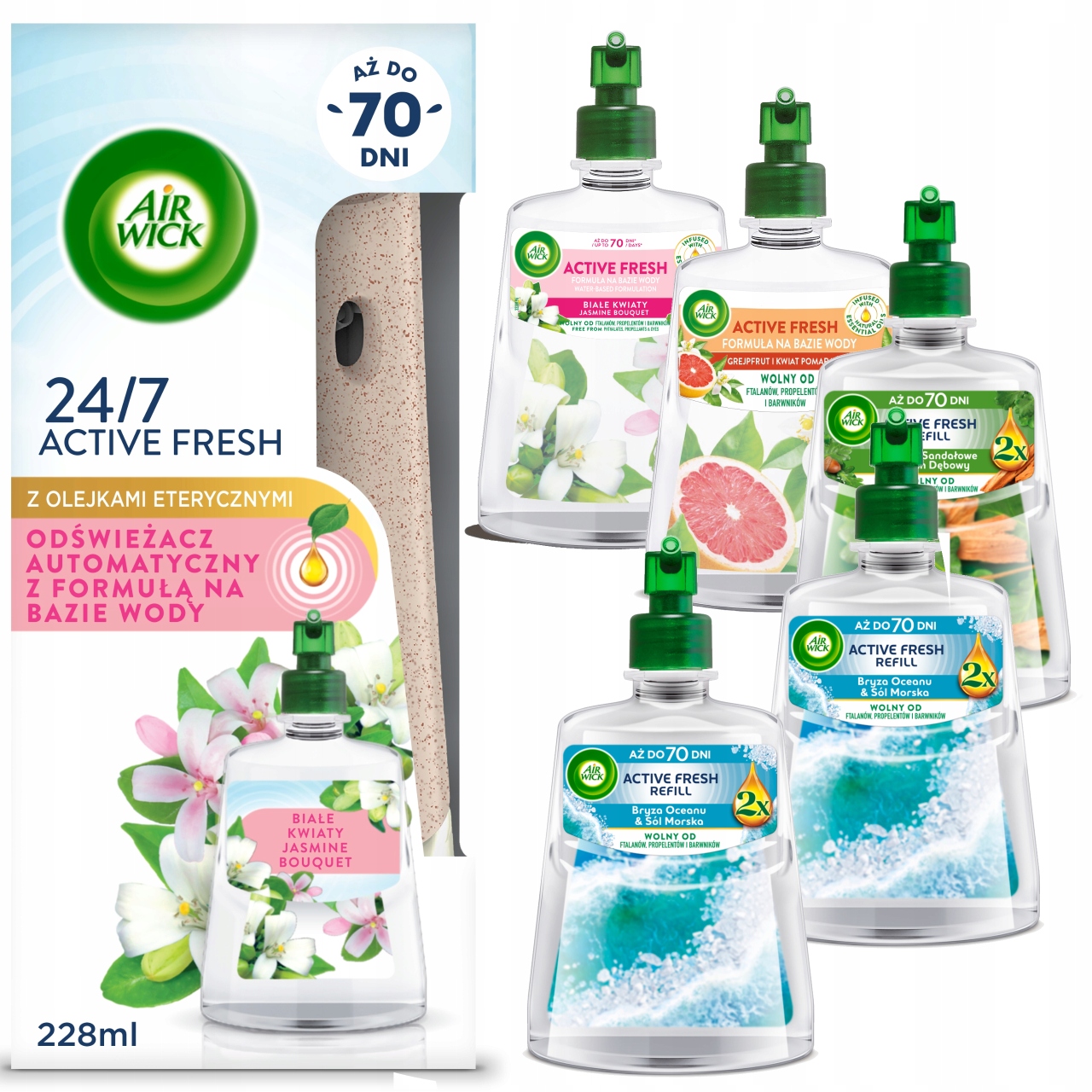 Air Wick Automatický Osvěžovač Vzduchu 6X Náplň 228 ML MIX Sada