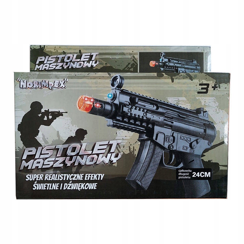 PISTOLET MASZYNOWY 2 DIODY dźwięk 24 cm Marka NORIMPEX