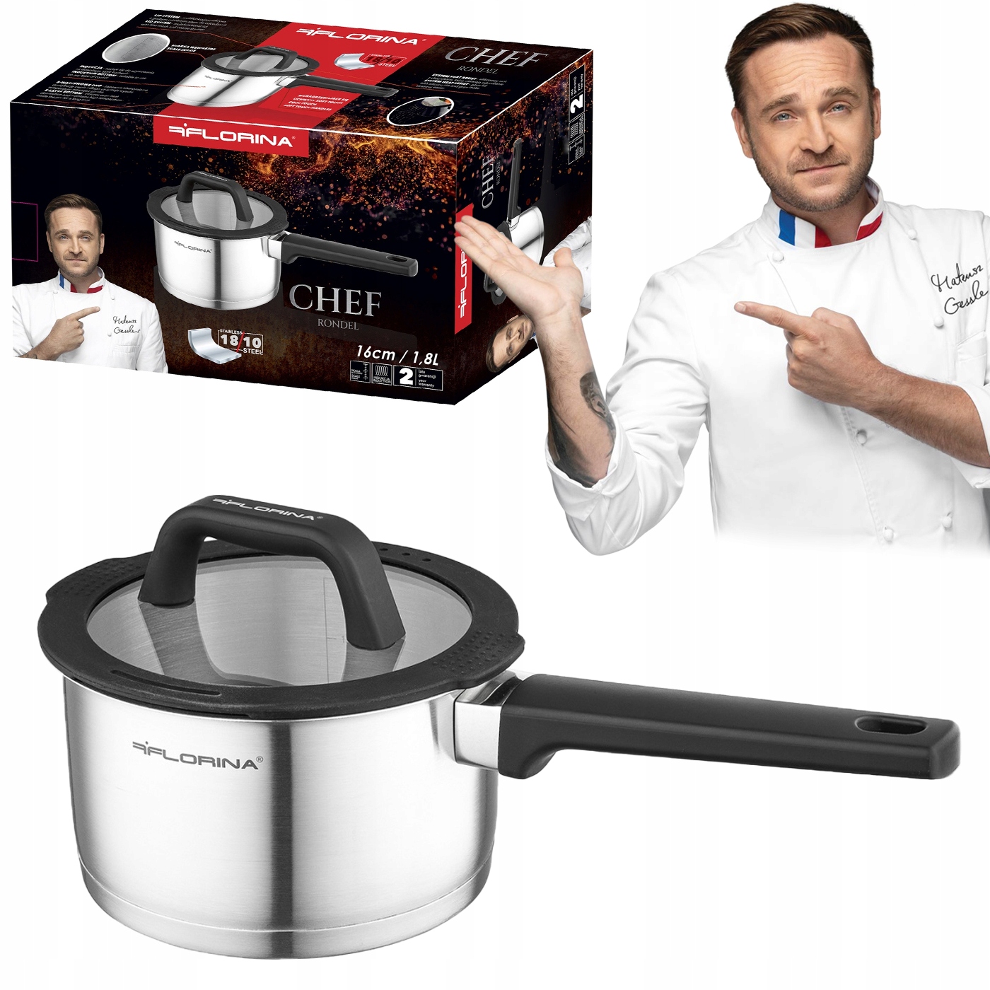 Florina Rendlík Chef 16 cm/1,8 l Nerezový