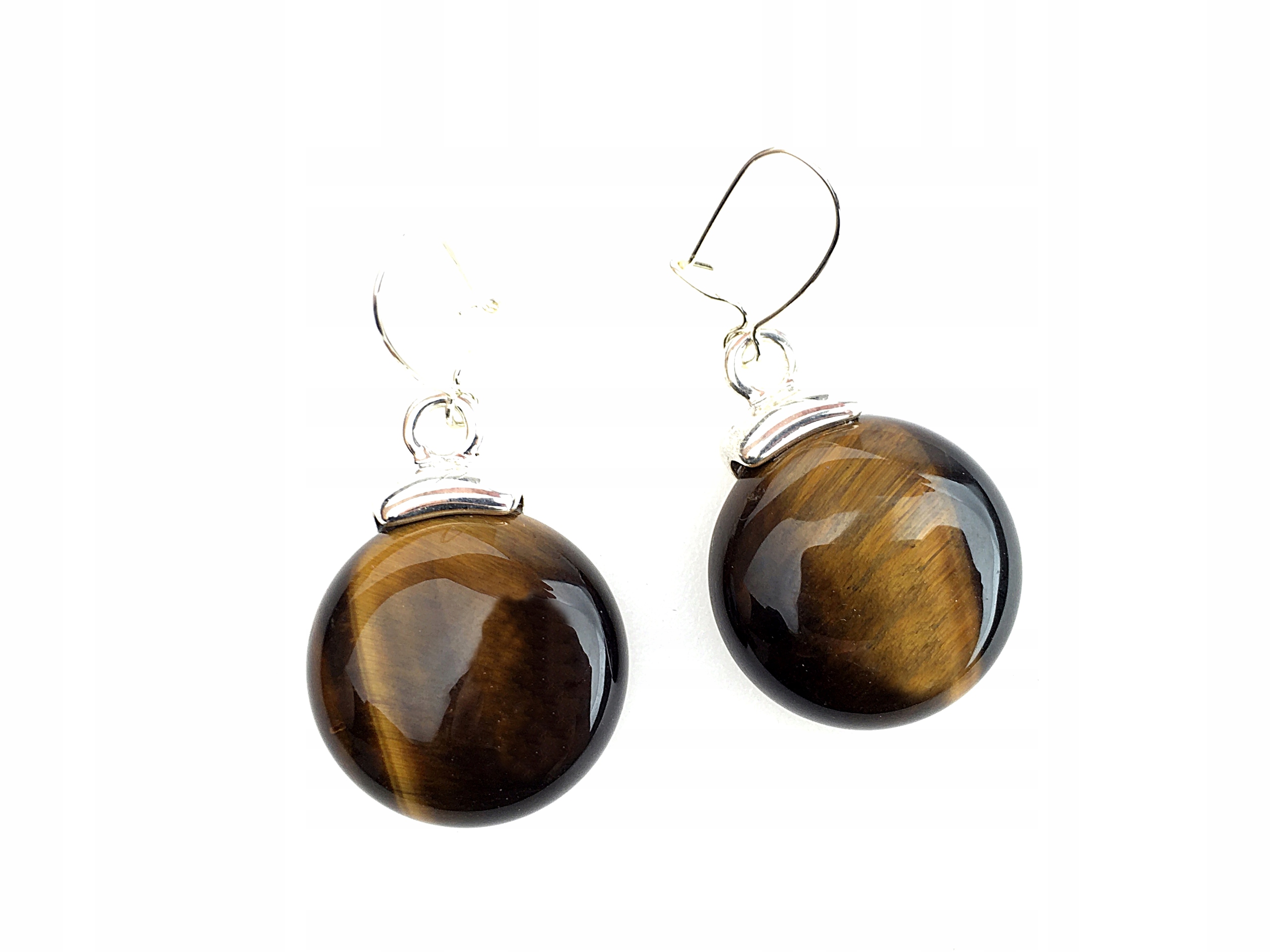 

wiszące kolczyki okrągły kamień tygrysie oko