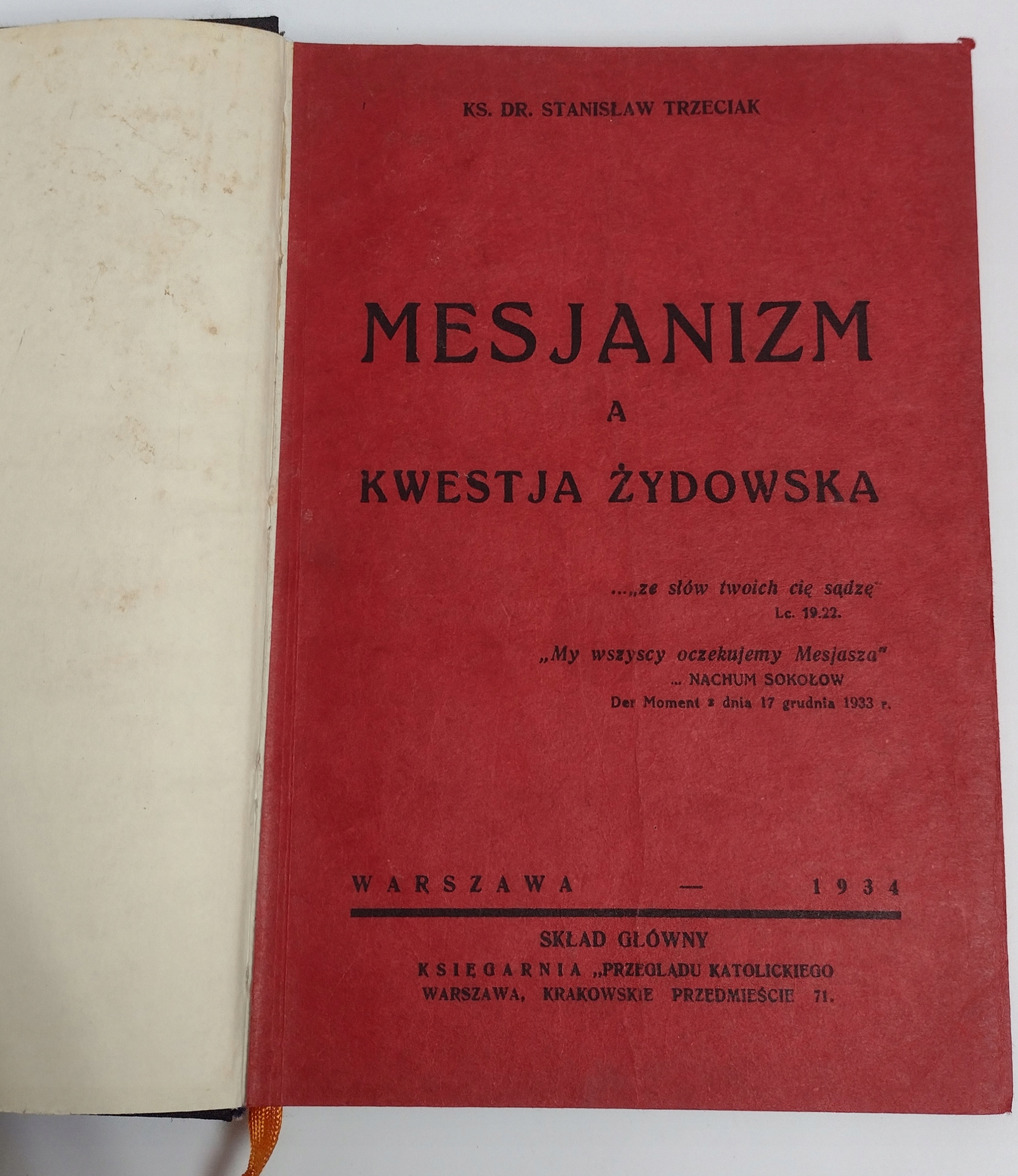 MESJANIZM A KWESTJA ŻYDOWSKA Trzeciak 1937