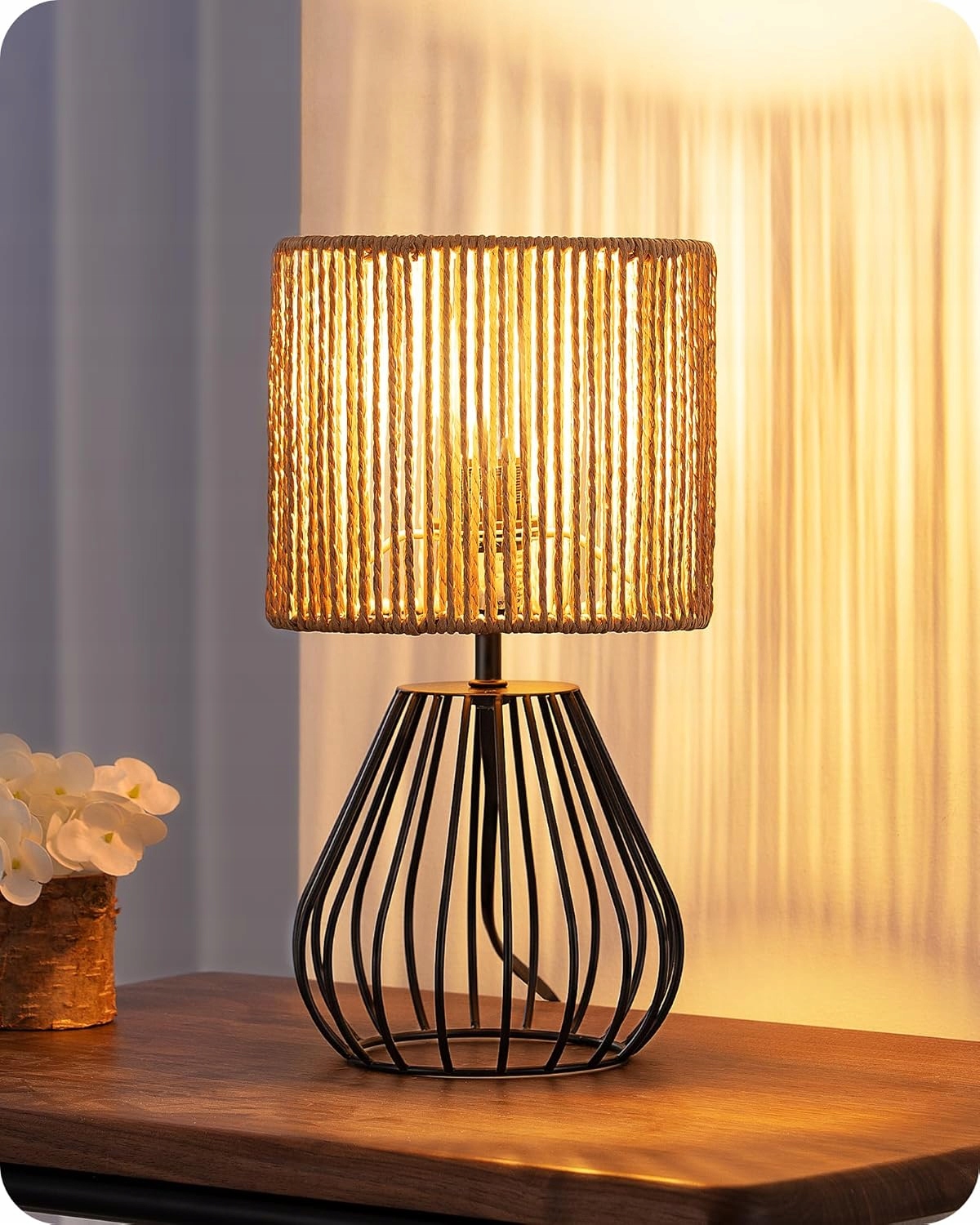 Noční Lampa Dekorativní Stolní Edishine Led 60W boho z tkaného plátna