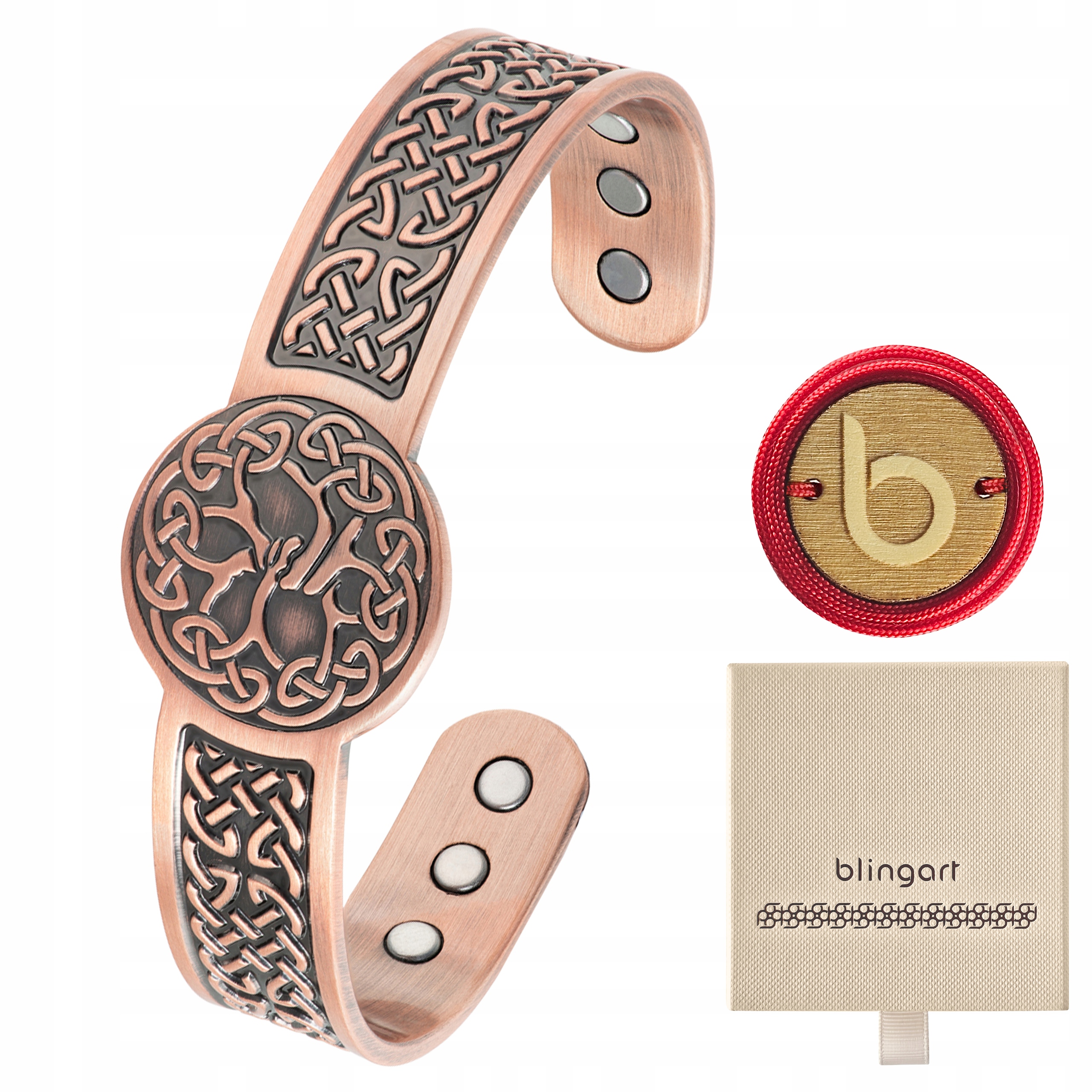 Magnetický měděný náramek pro muže, zdravotní bangla gravírování Blingart