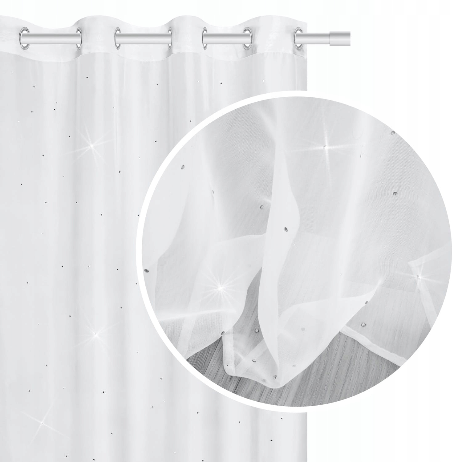 

Biała Firana Woal Swarovski 140X250 Glamour Piękna