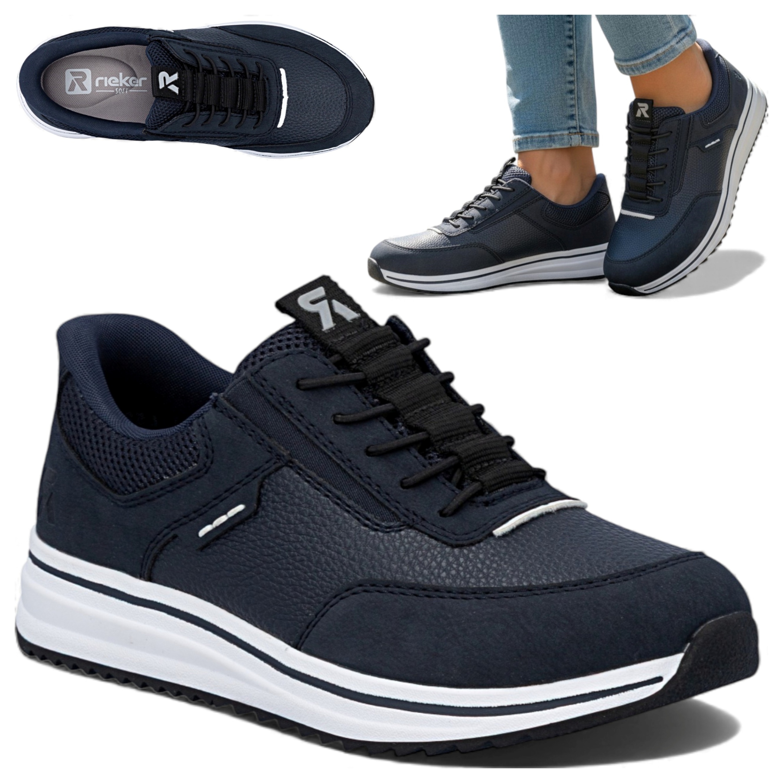 Półbuty Damskie Sportowe 37 Rieker Szerokie Sneakersy Wiosenne Wsuwane