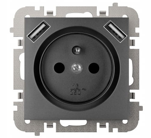 Nástěnná Usb zásuvka Elektro-Plast černá 3888-19