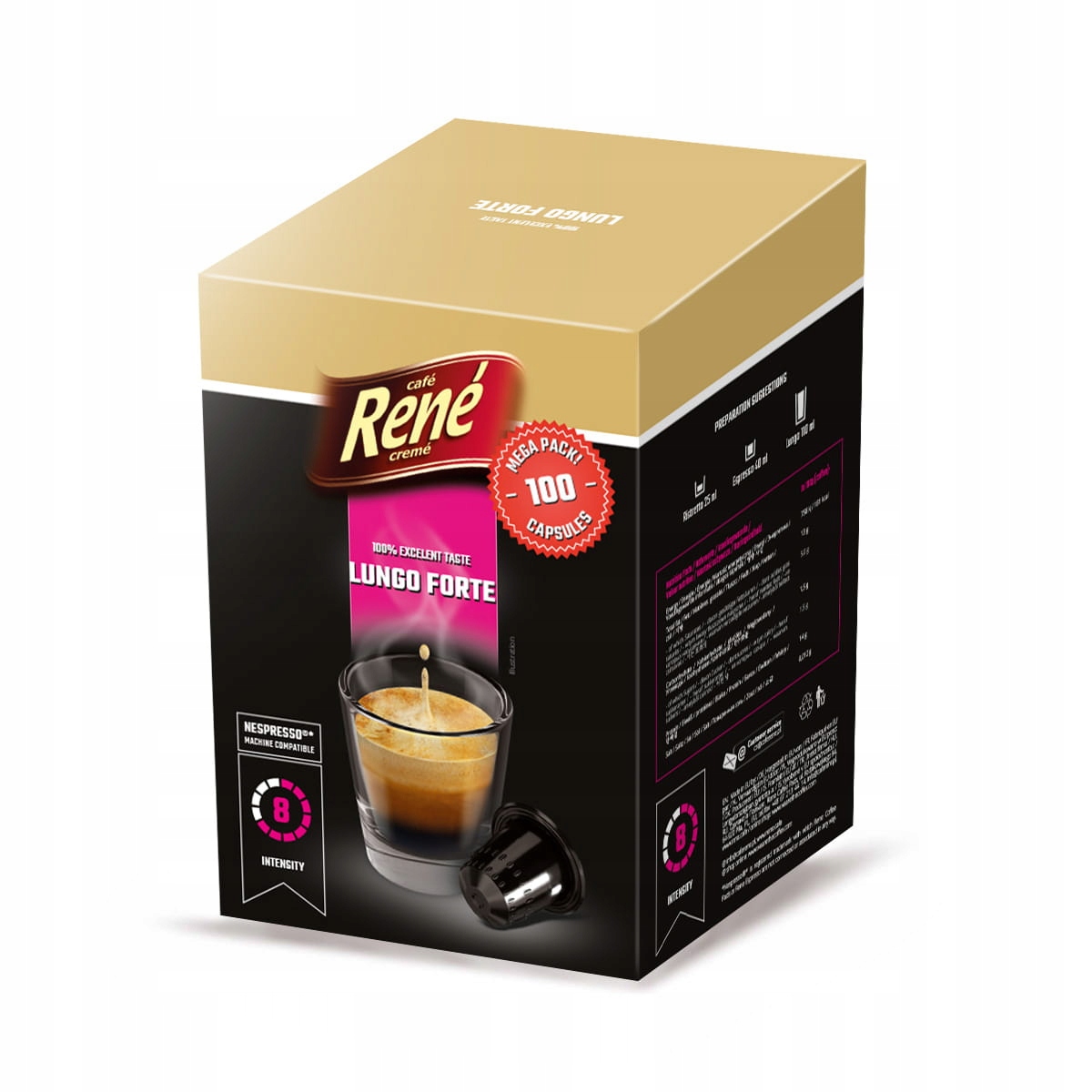 Levně Rene Lungo Forte káva 100 kapslí pro Nespresso*