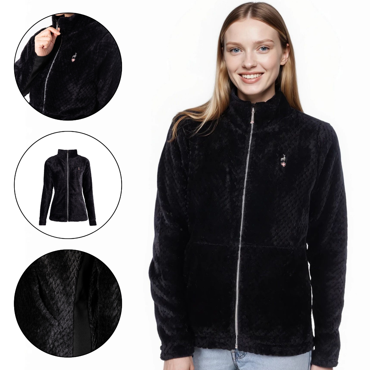 Dámská fleecová Mikina Aulp Becco na zip se stojáčkem Černá, velikost S