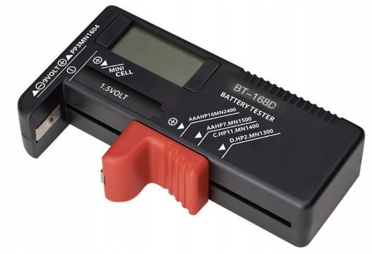 TESTER MIERNIK DO BATERII AAA AA R3 R6 R9 LCD 9V AKUMULATORKI CYFROWY Kod producenta N006