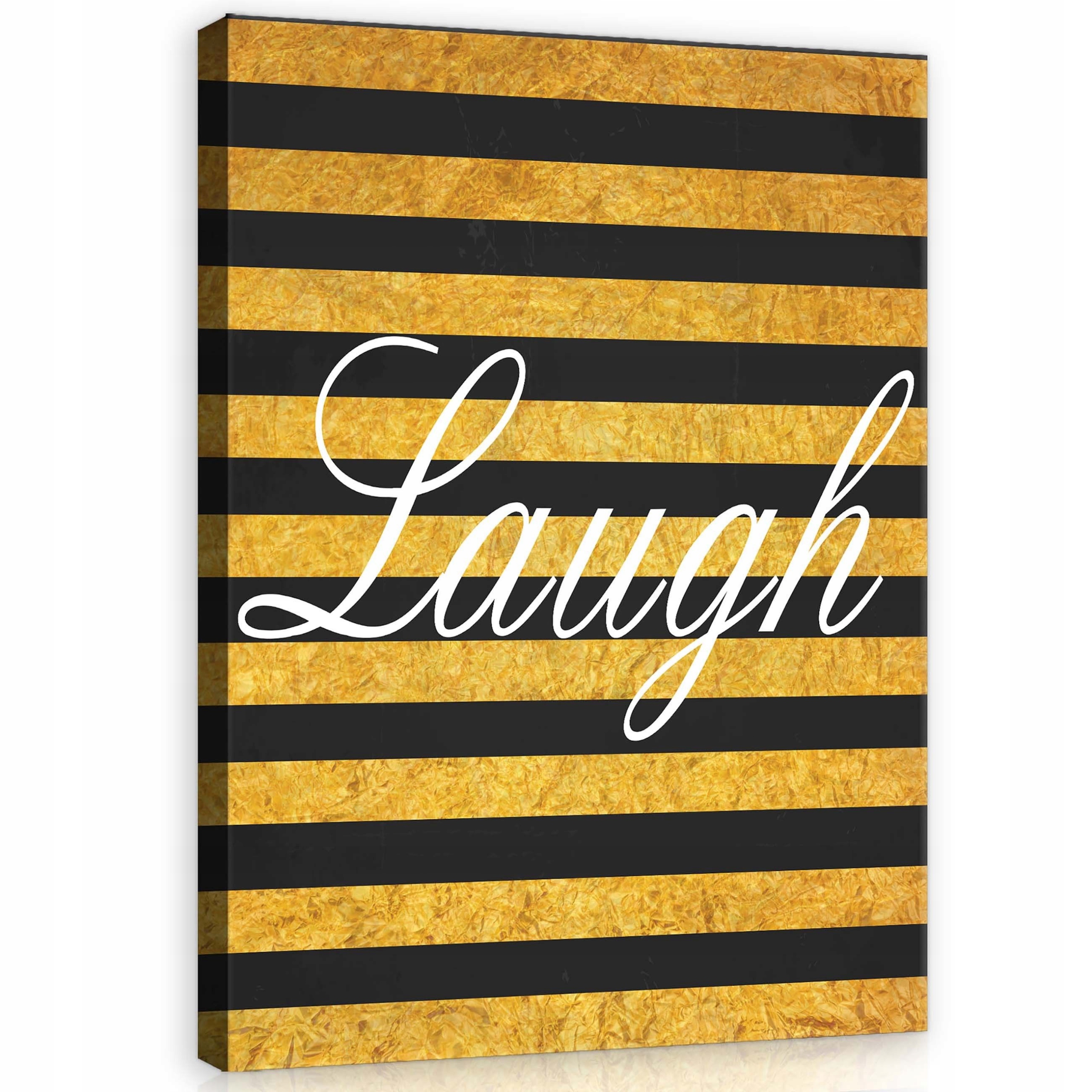 Obraz 75x100 Smích radost pozitivní inspirace zlato černá bílá pruhy