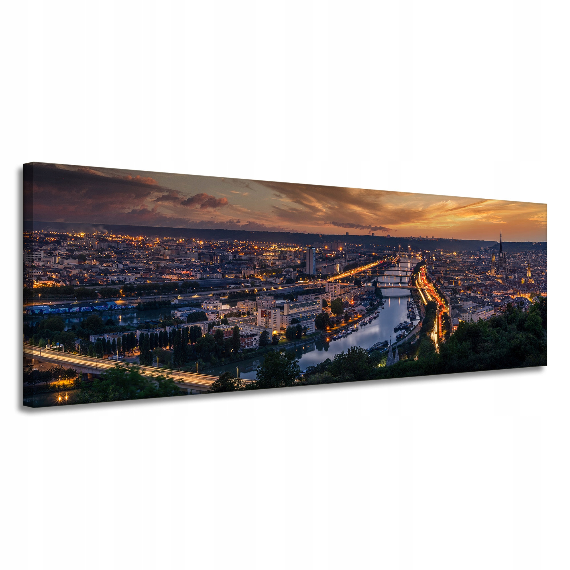 Obraz na plátně Architektura Rouen večer 150 x 50 cm