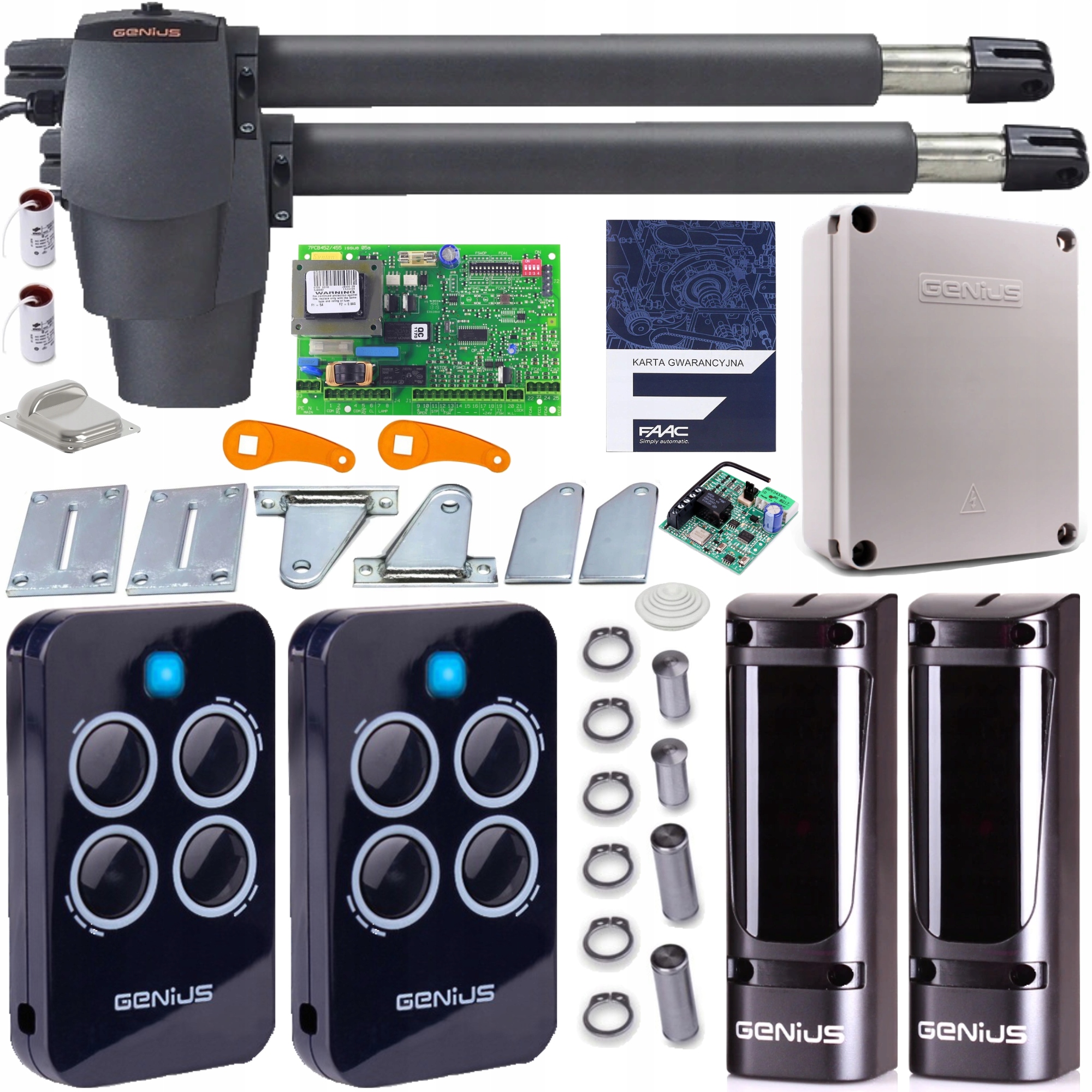 Sada Pro Bránu Genius Gbat 400 2x Dálkové Ovládání Pohony